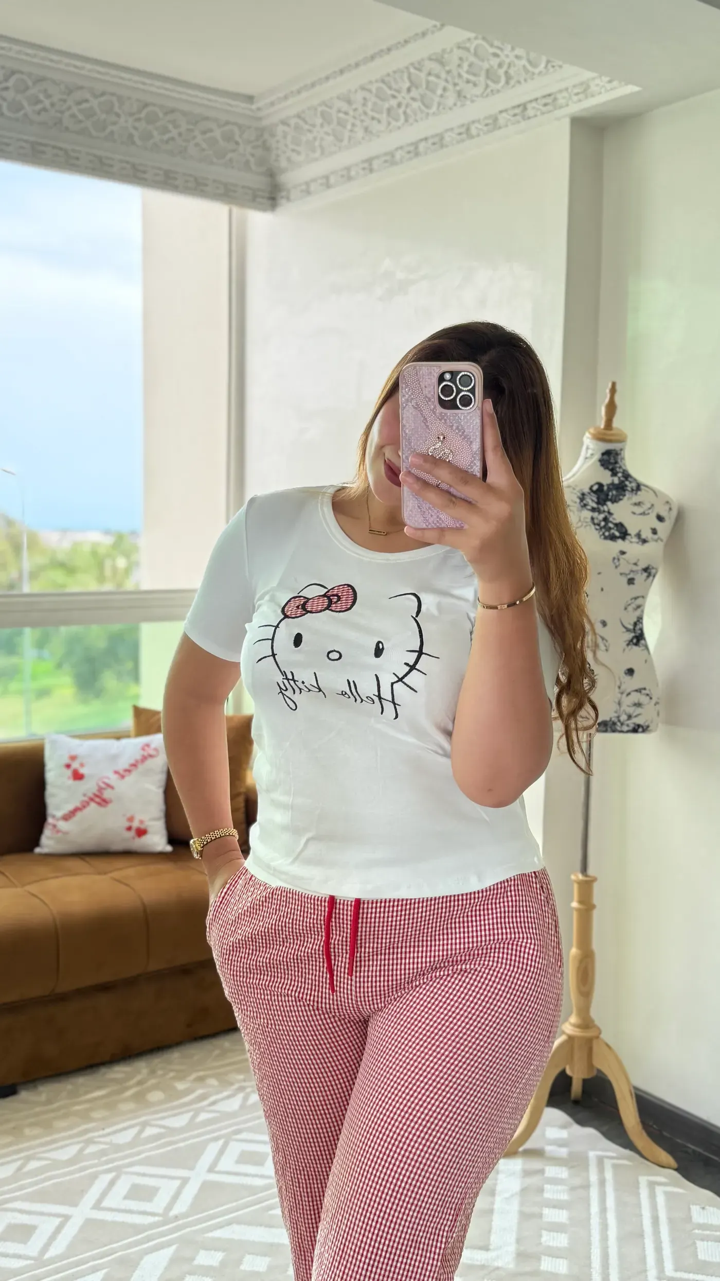 Pyjama Vichy « Cerise » 2