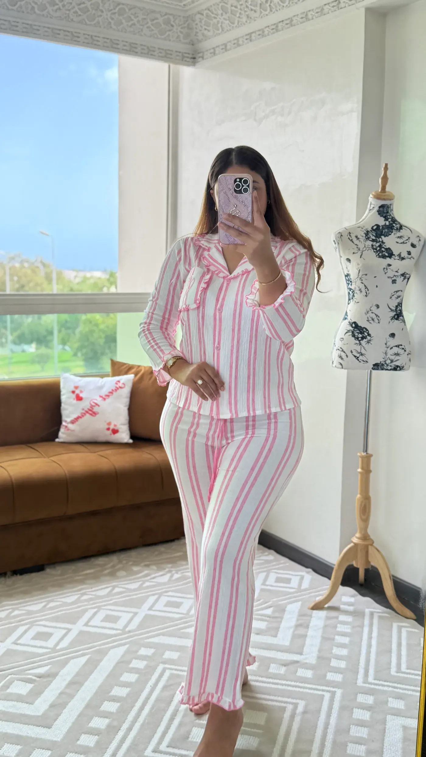 Pyjama Rayé « Riviera » Rose 1