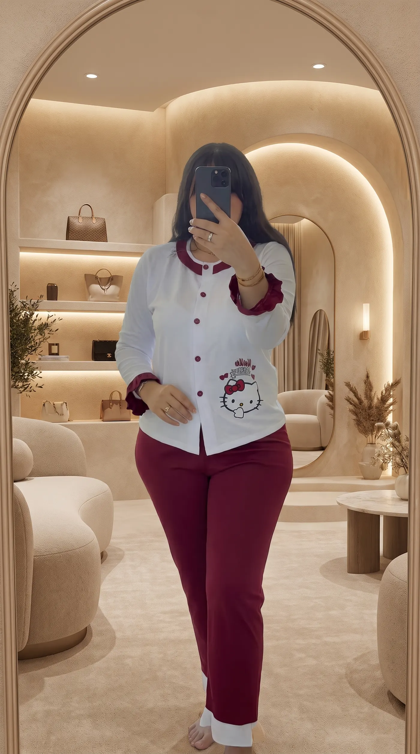 Ensemble Pyjama Kitty Bordeaux