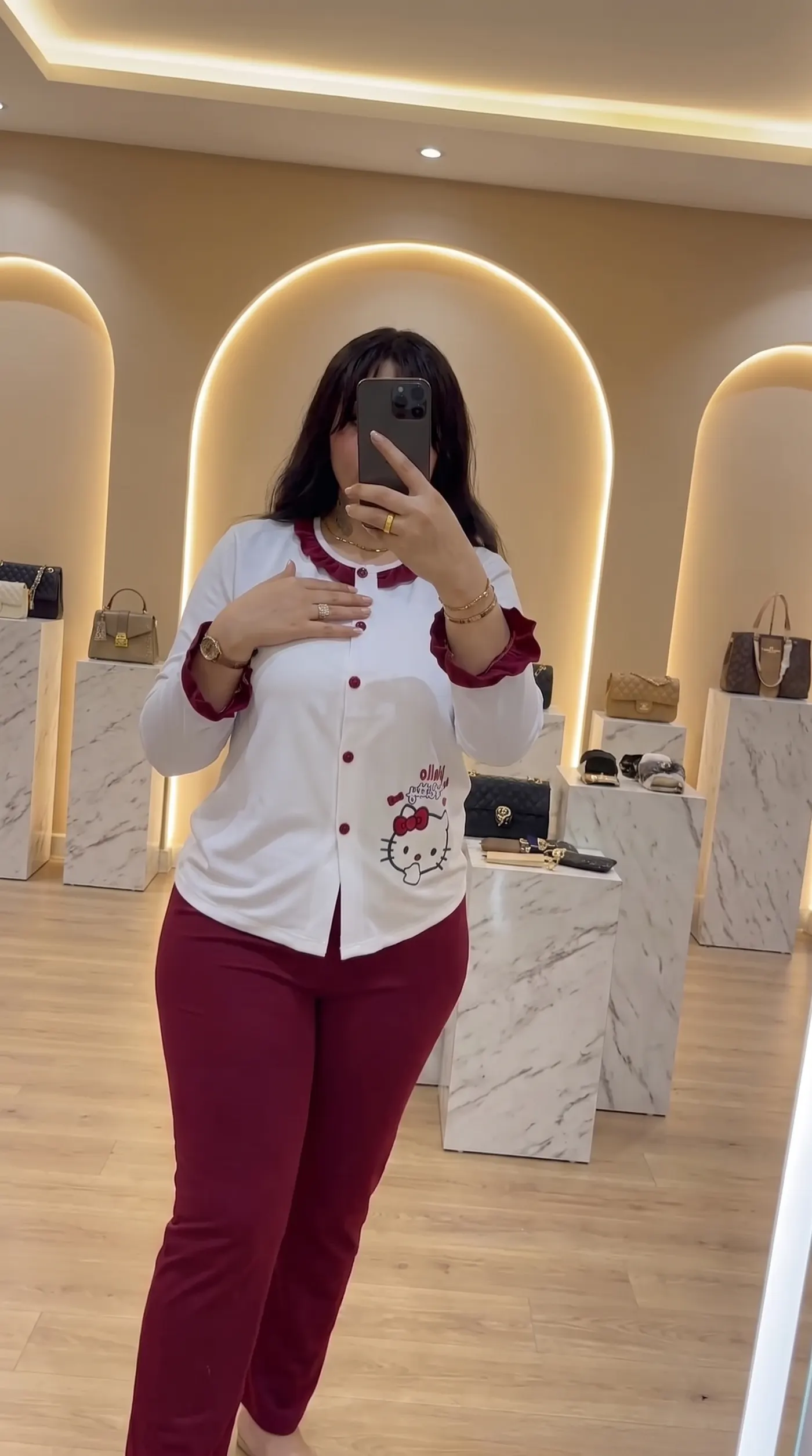Ensemble Pyjama Kitty Bordeaux 2