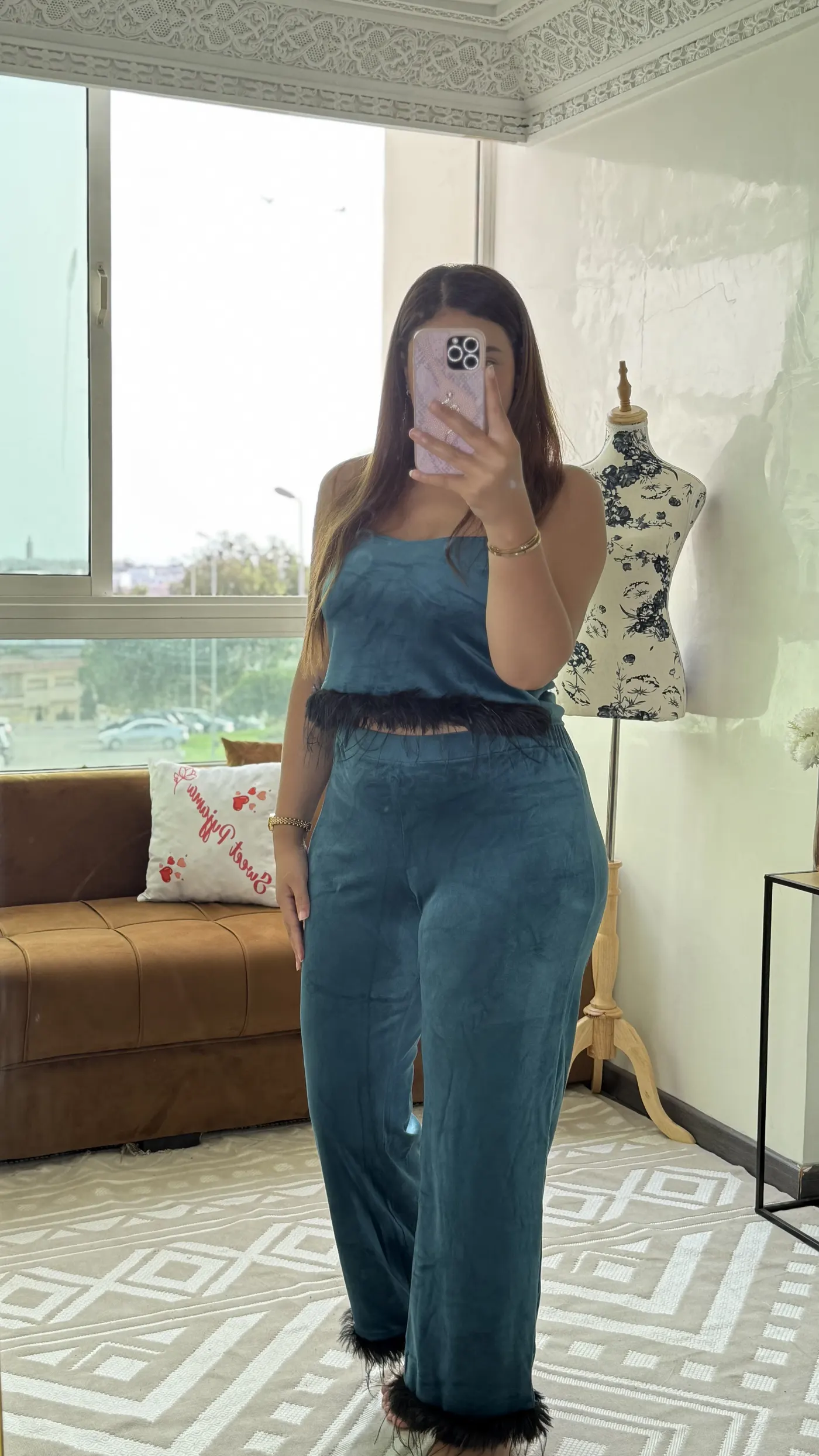 Ensemble Pyjama Velours « Plumes » 2