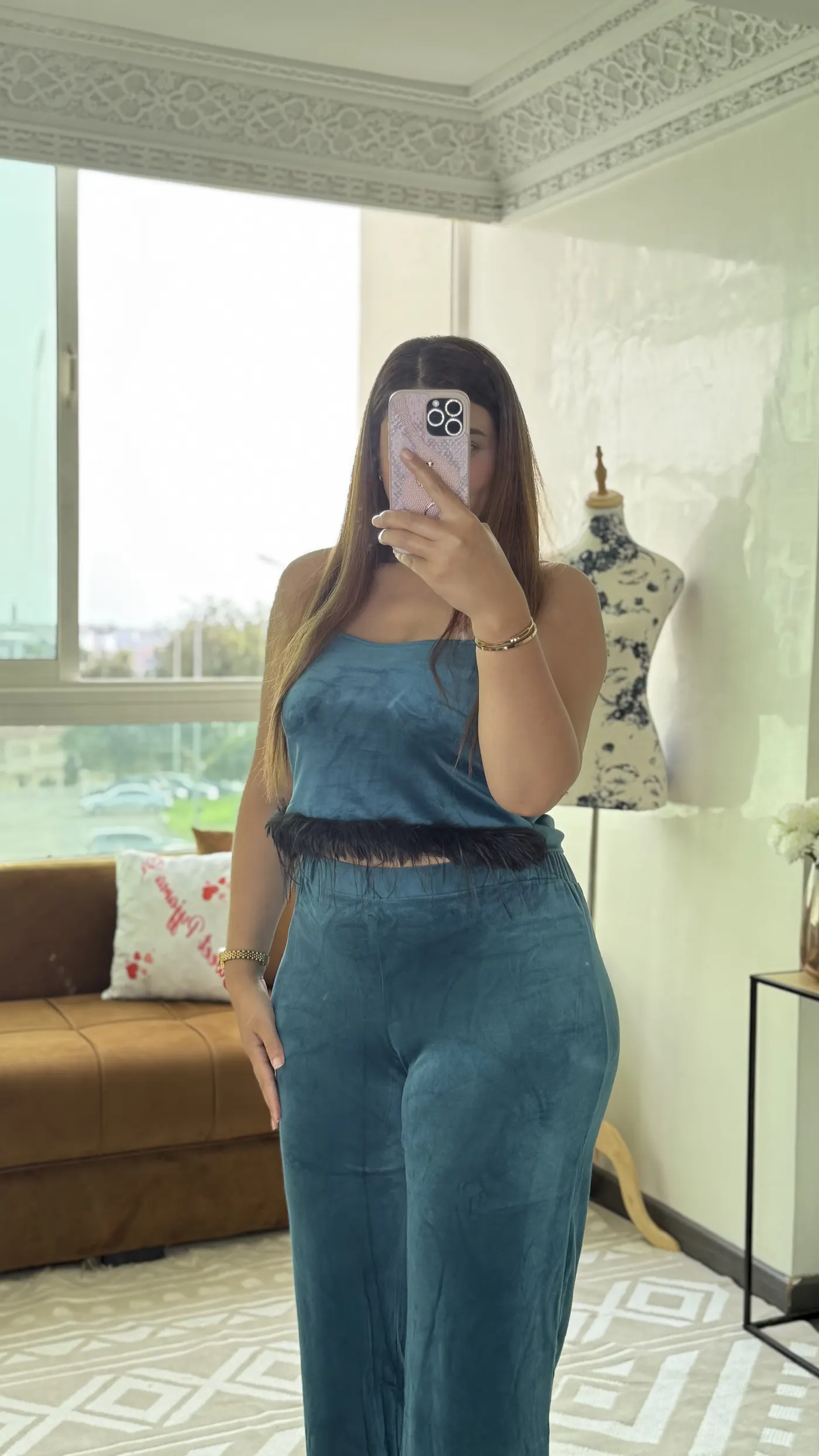 Ensemble Pyjama Velours « Plumes » 3
