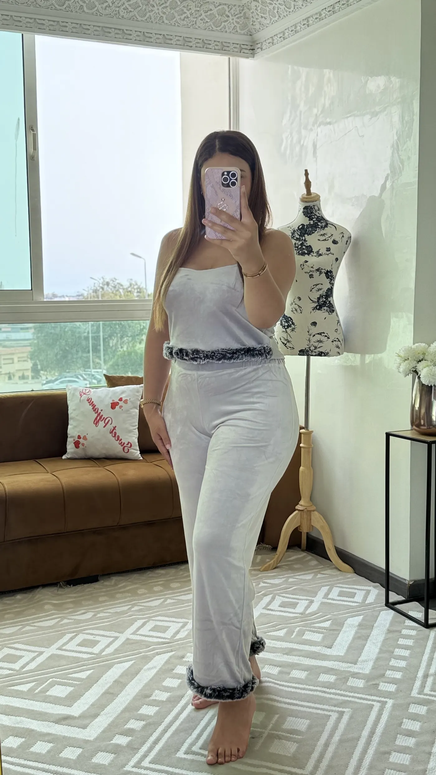 Ensemble Pyjama Velours « Plumes » 4