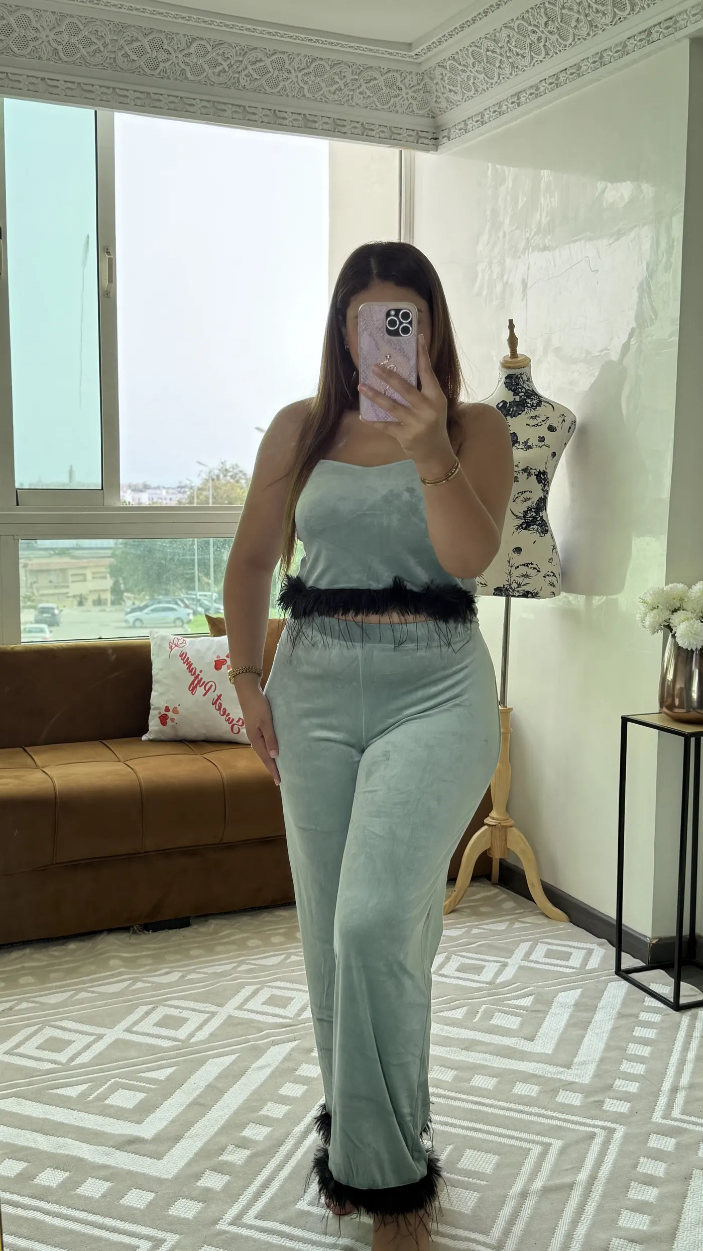 Ensemble Pyjama Velours « Plumes » 7