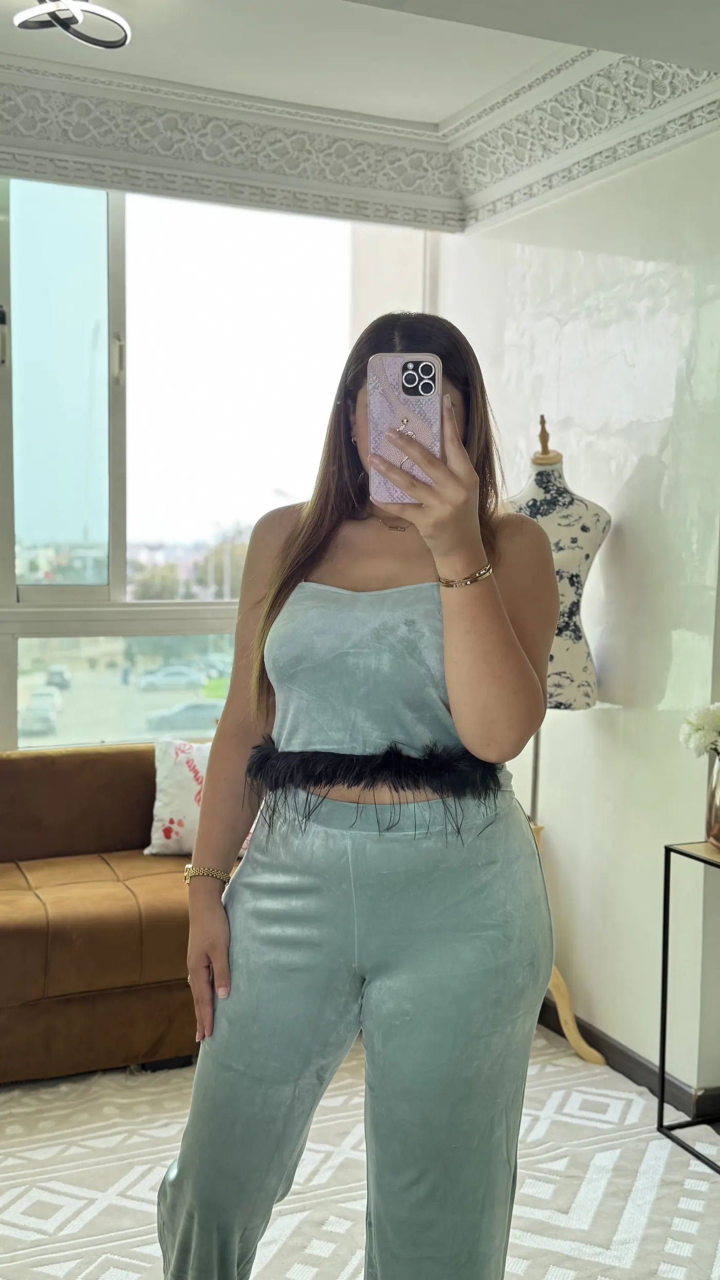 Ensemble Pyjama Velours « Plumes » 9