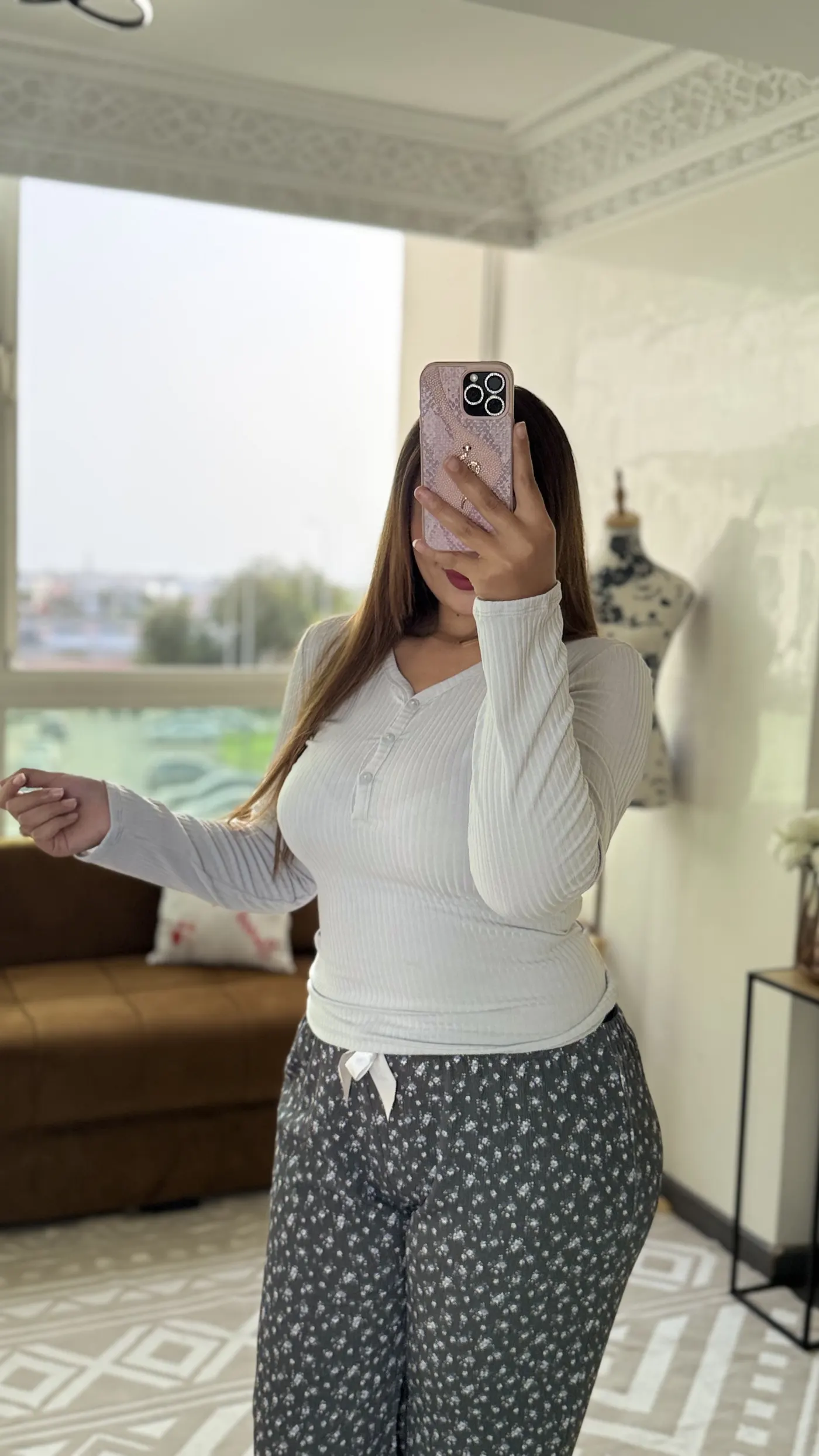 Pyjama Cocon "Haut Gris & Bas Moucheté"