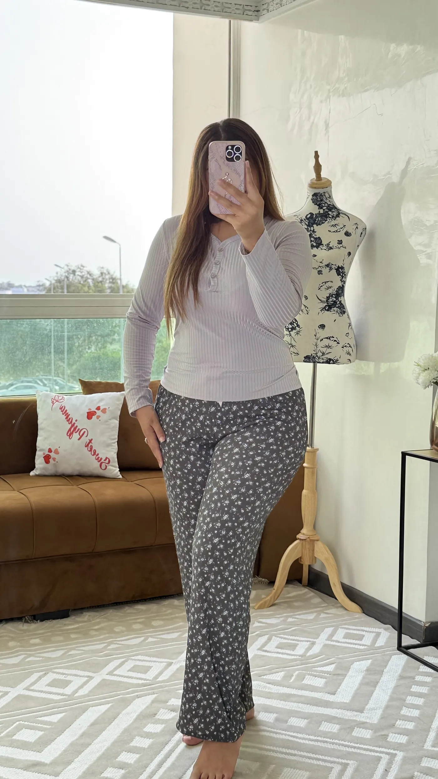 Pyjama Cocon "Haut Gris & Bas Moucheté" 3