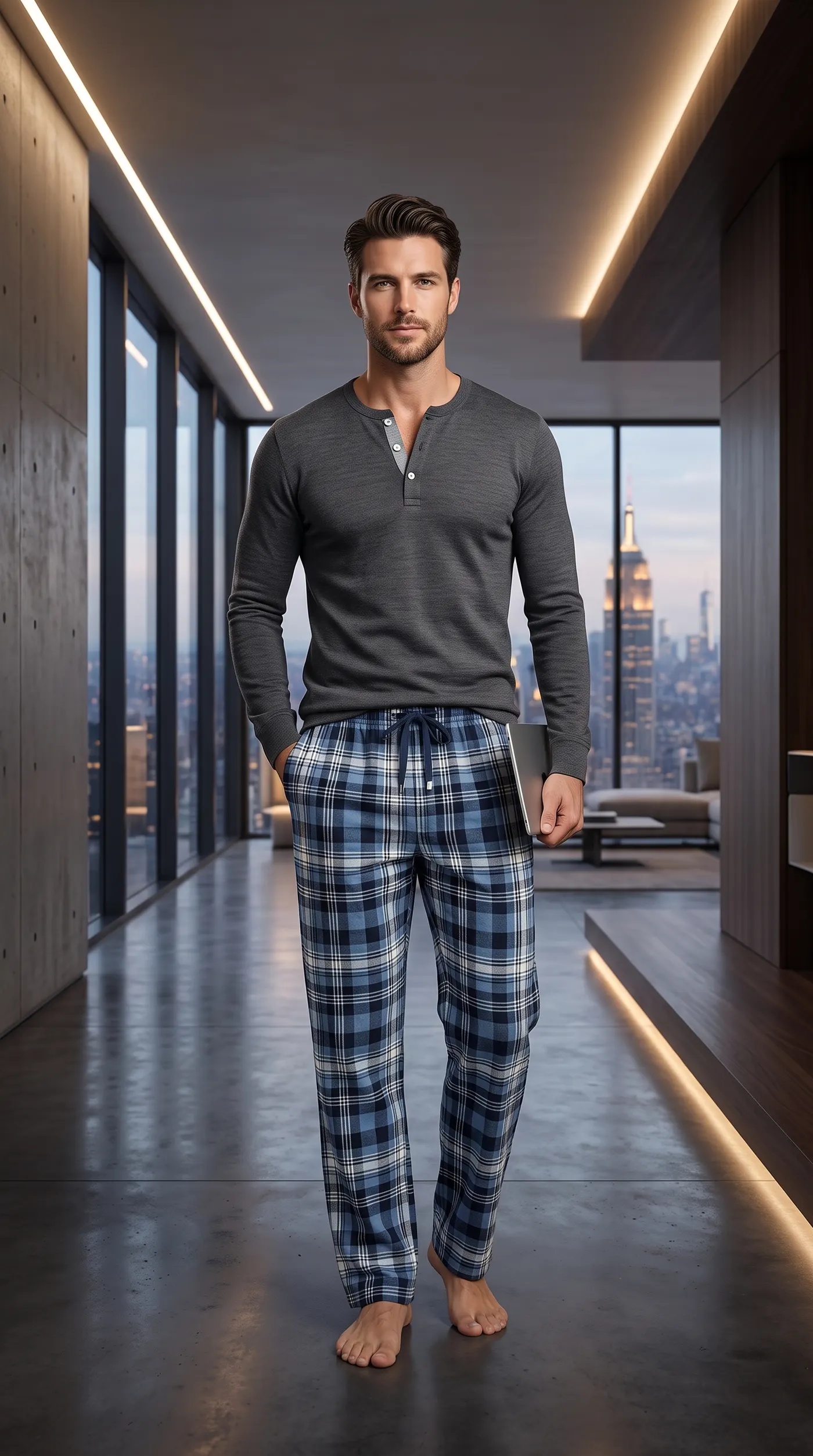 Pantalon de Pyjama "Tartan Bleu Océan" 2