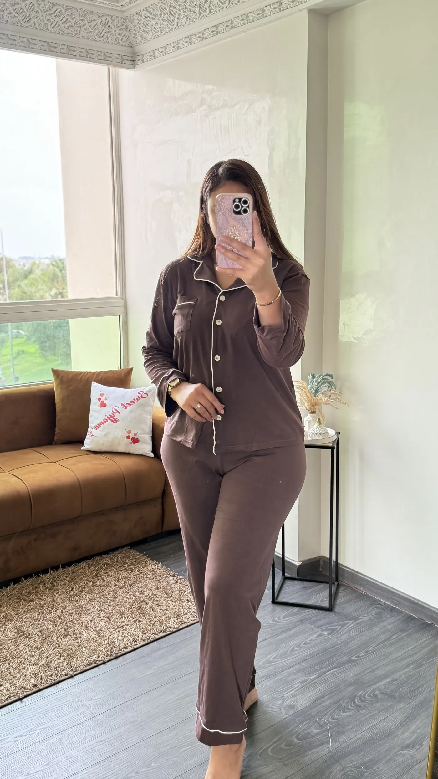 Pyjama "Chocolat Liseré Blanc"