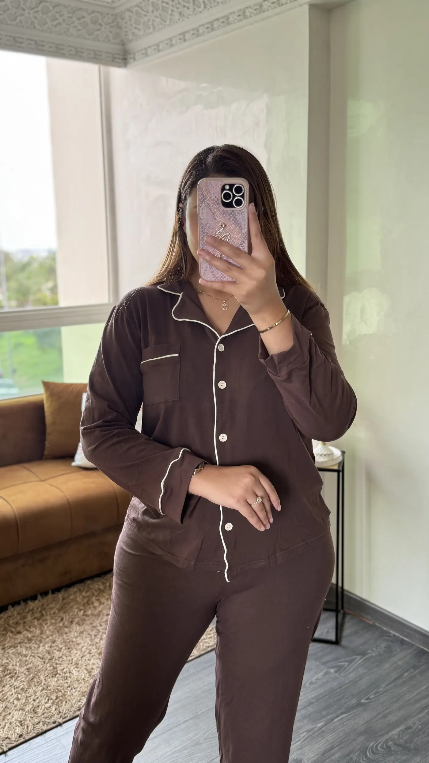 Pyjama "Chocolat Liseré Blanc" 3