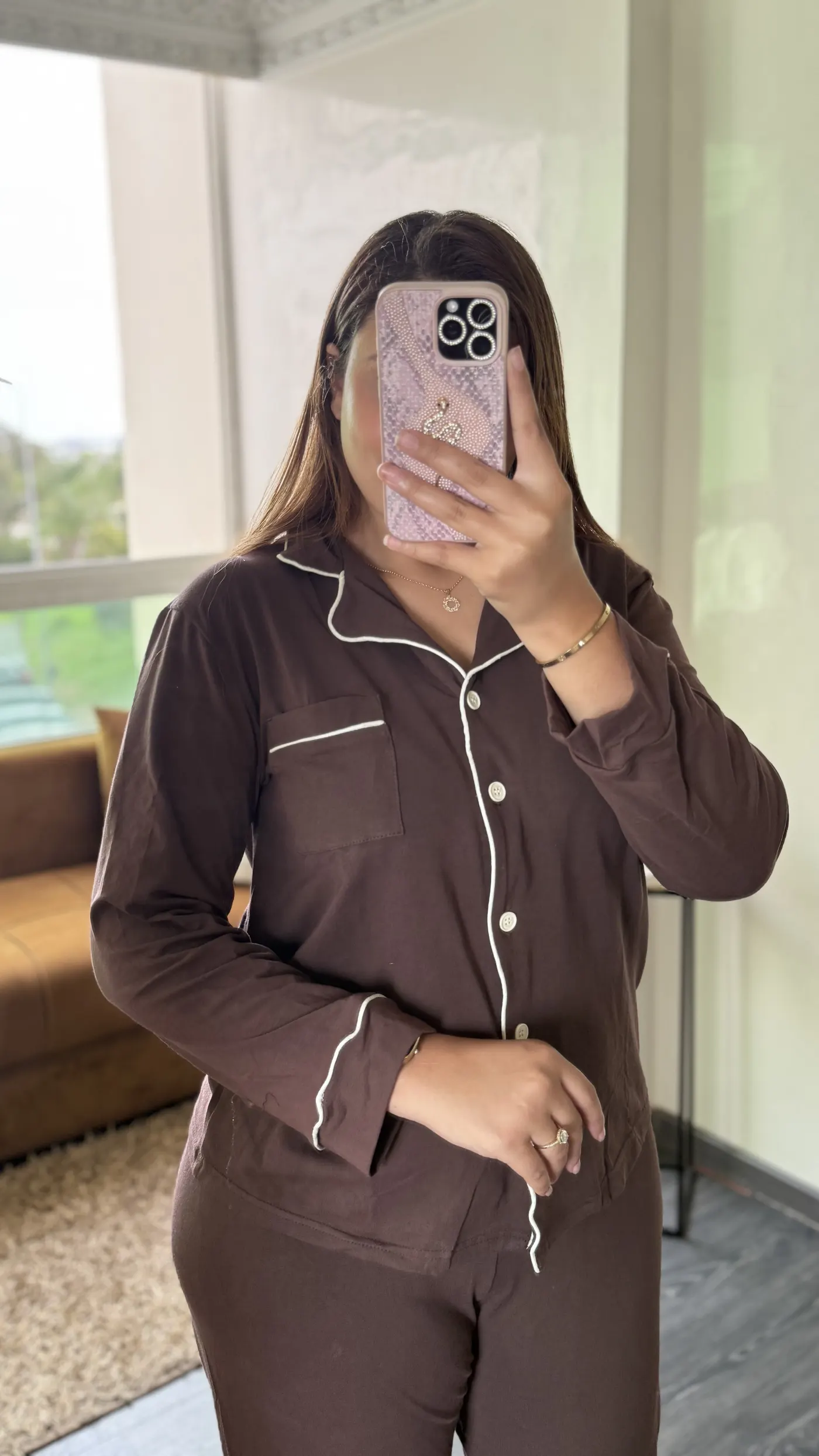 Pyjama "Chocolat Liseré Blanc" 4