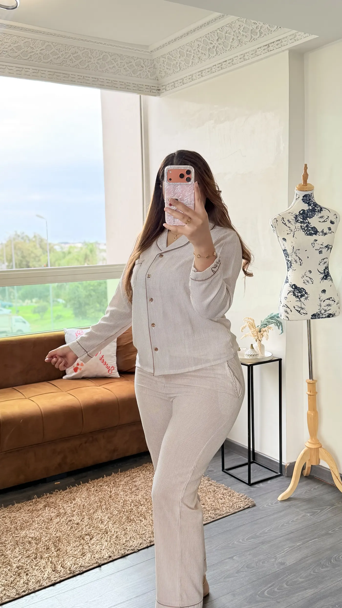 Pyjama Rayures Beige