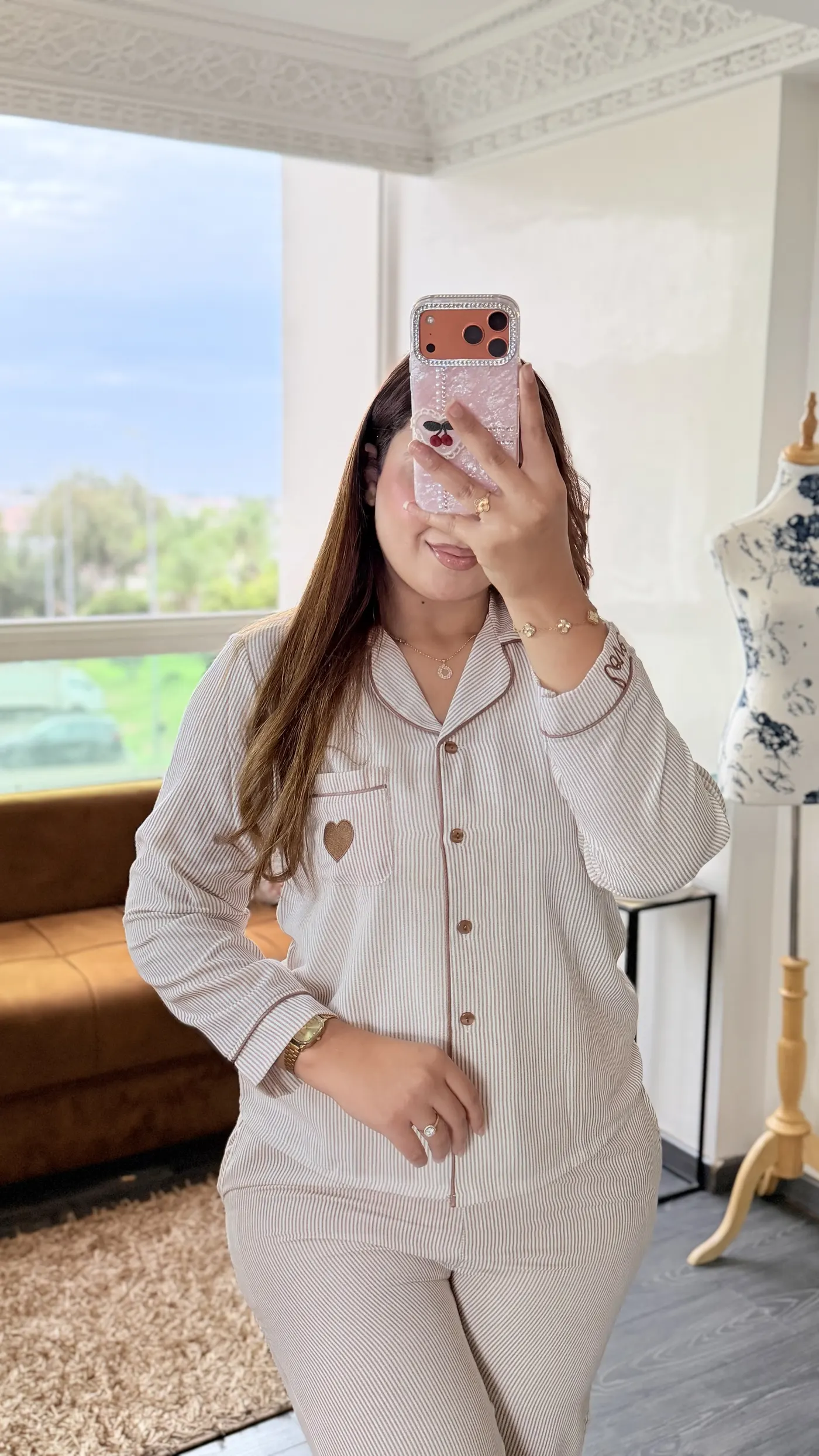 Pyjama Rayures Beige 3