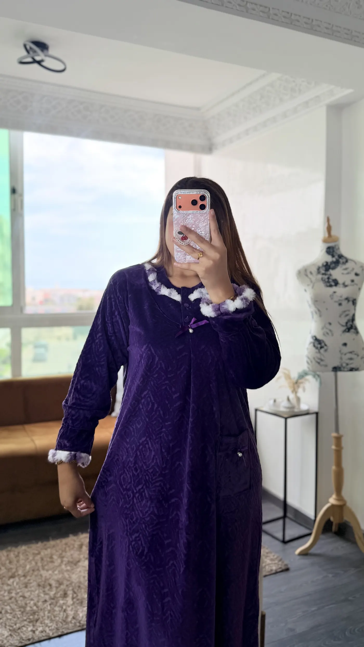 Robe de Nuit Velours Aubergine 3