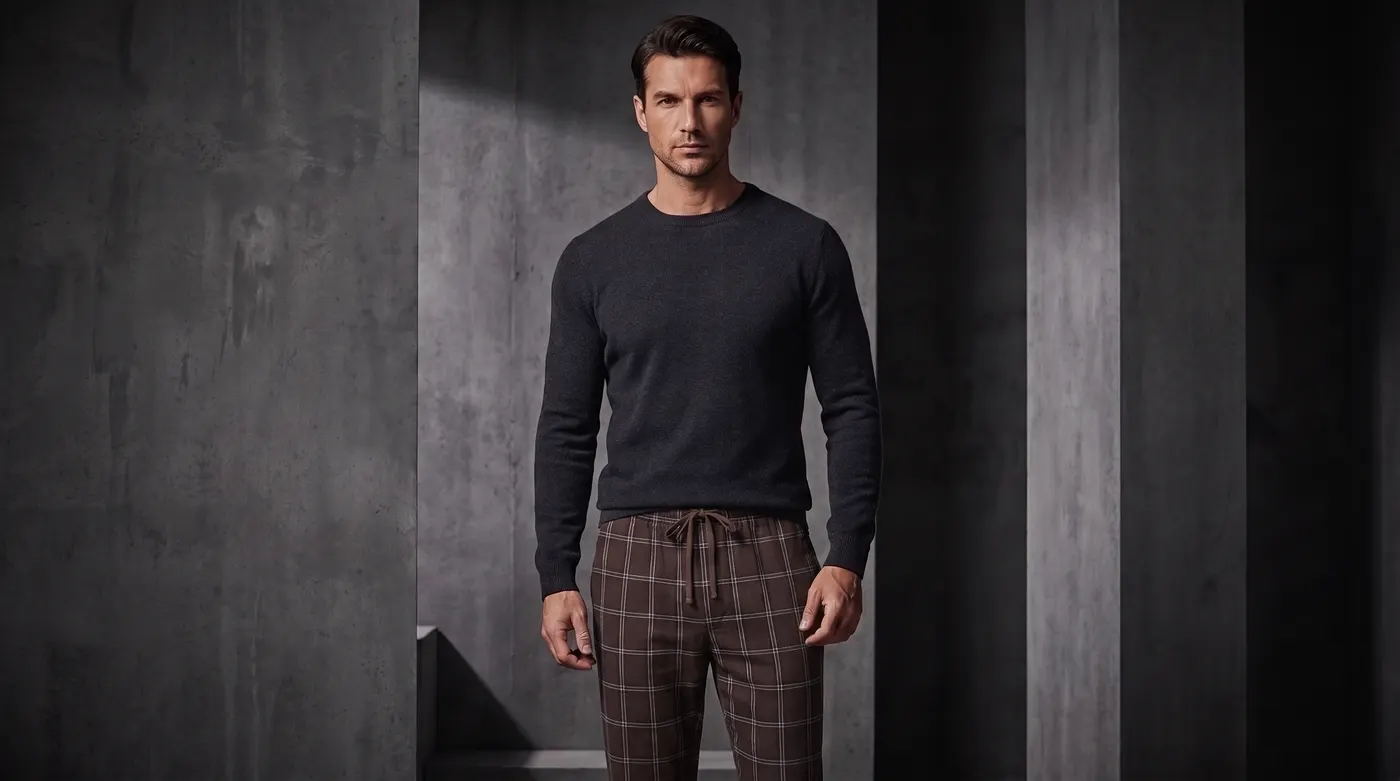 Pantalon Détente Tartan Marron