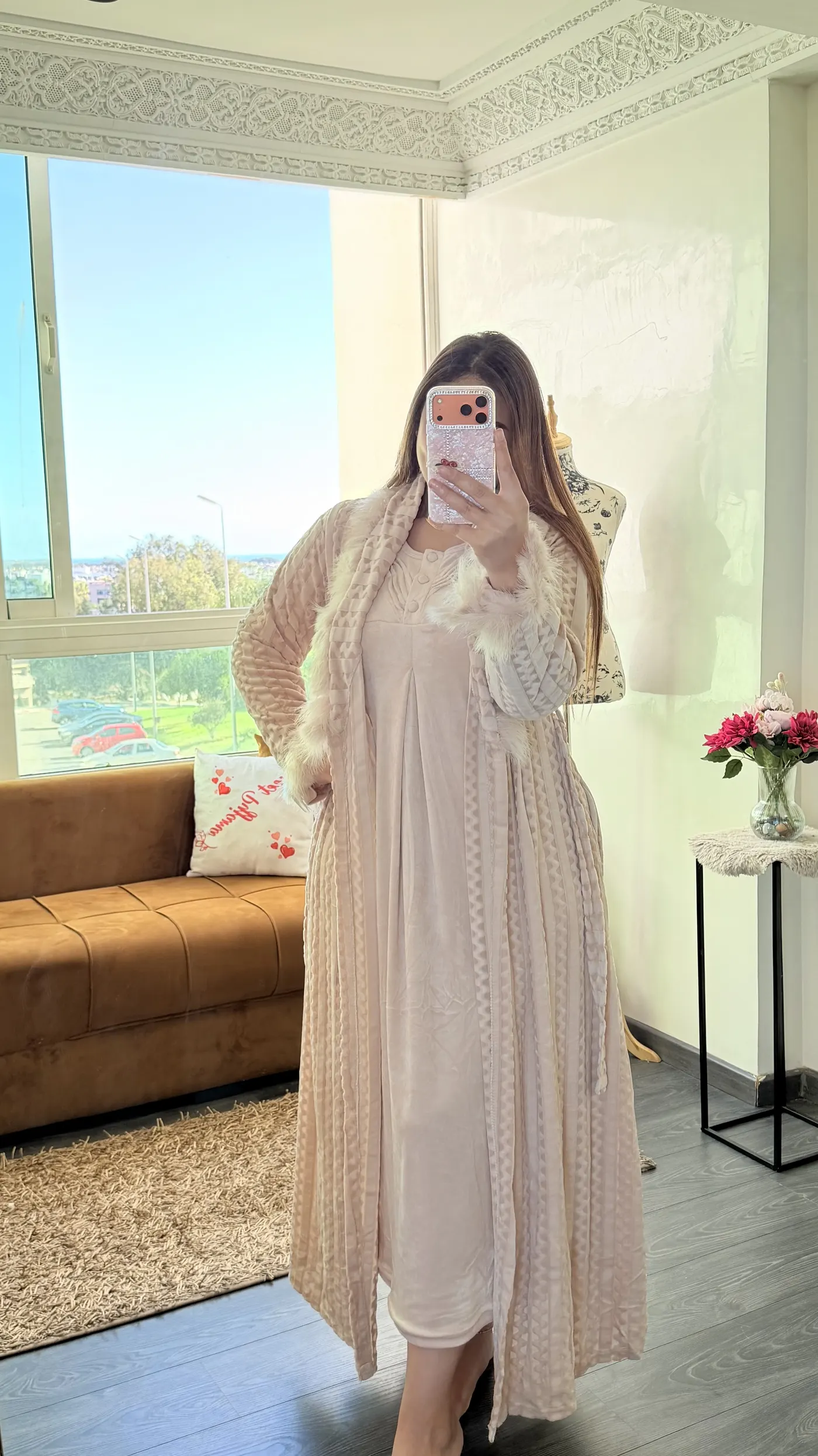 Ensemble Robe de chambre Velours Beige 3