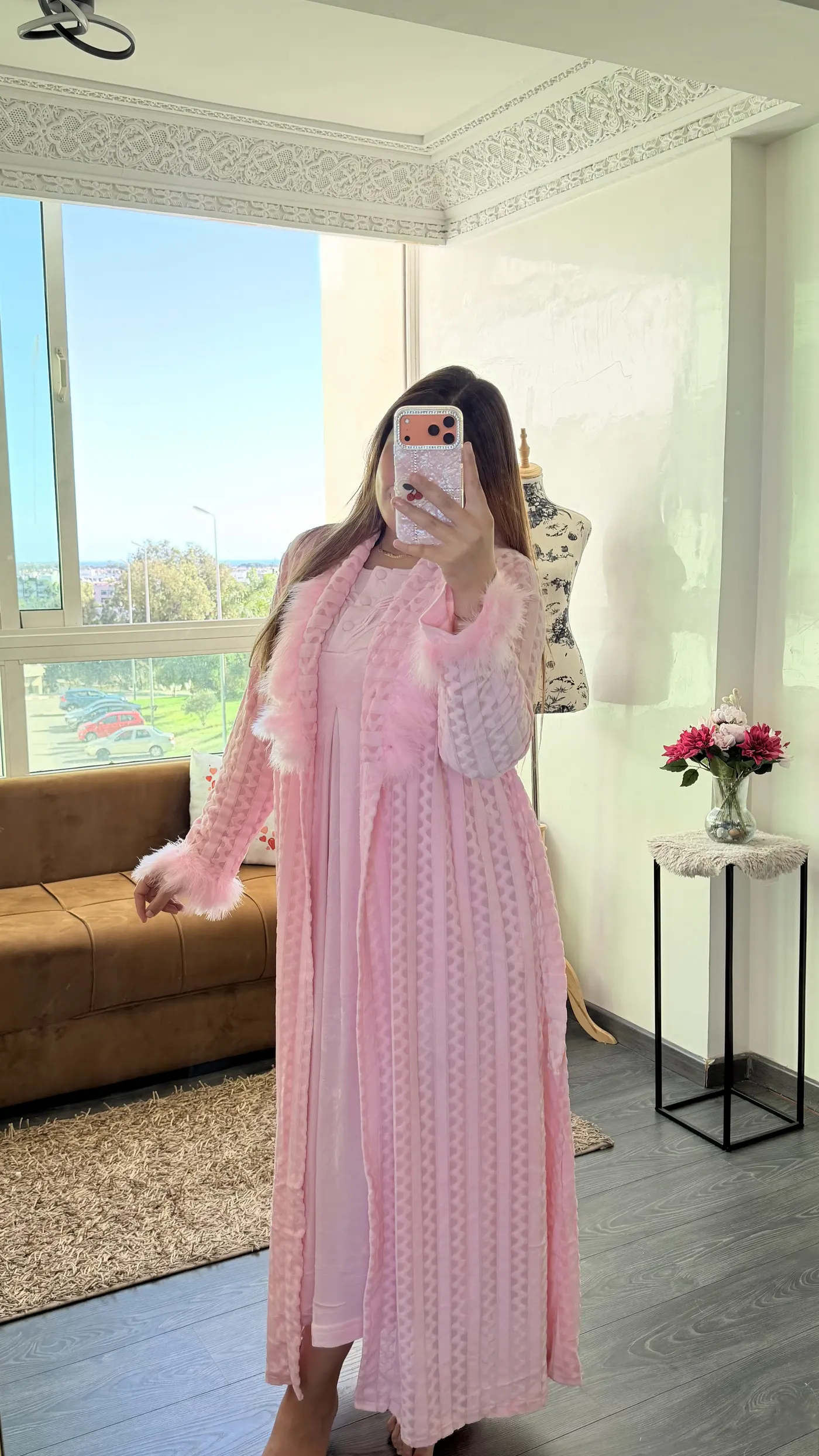 Ensemble Robe de chambre Velours Rose 2