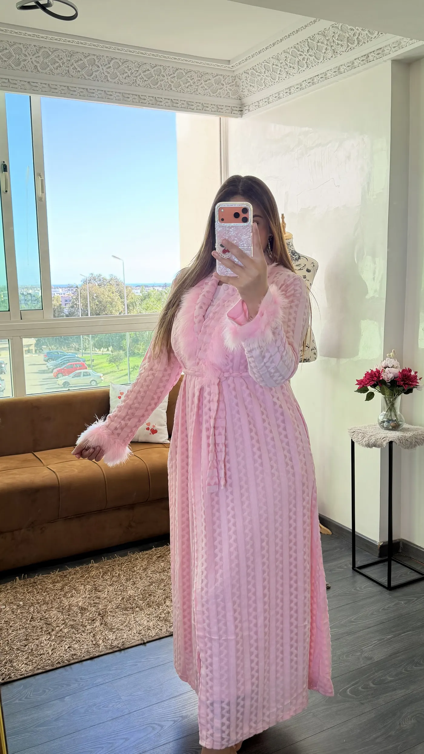 Ensemble Robe de chambre Velours Rose 3