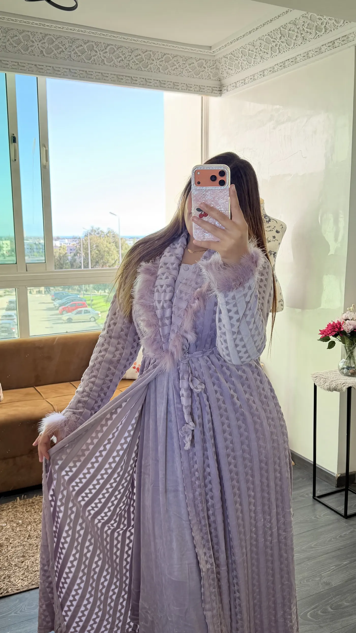Ensemble Robe de chambre Velours Lavande 2