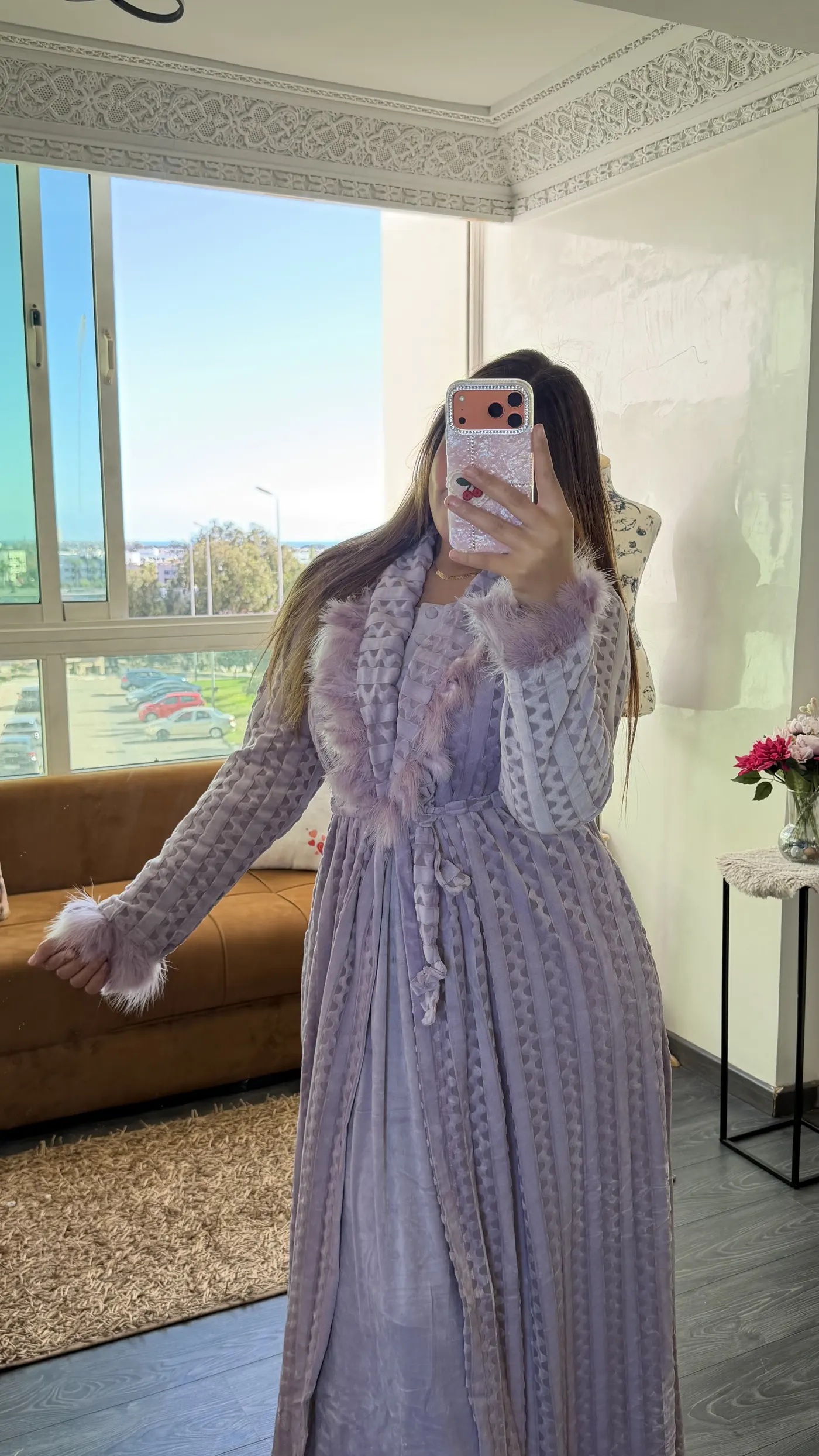 Ensemble Robe de chambre Velours Lavande 3