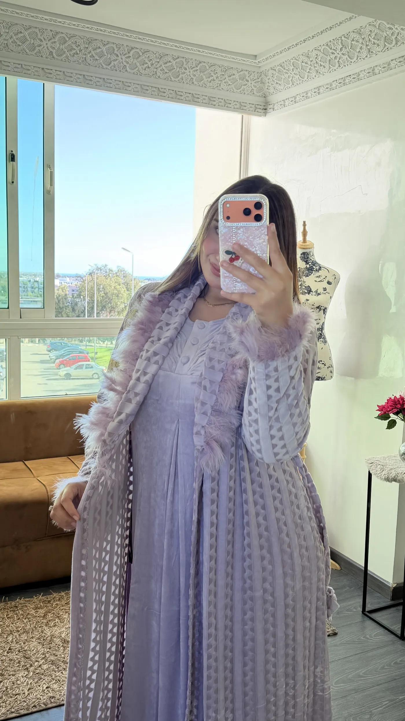 Ensemble Robe de chambre Velours Lavande 5