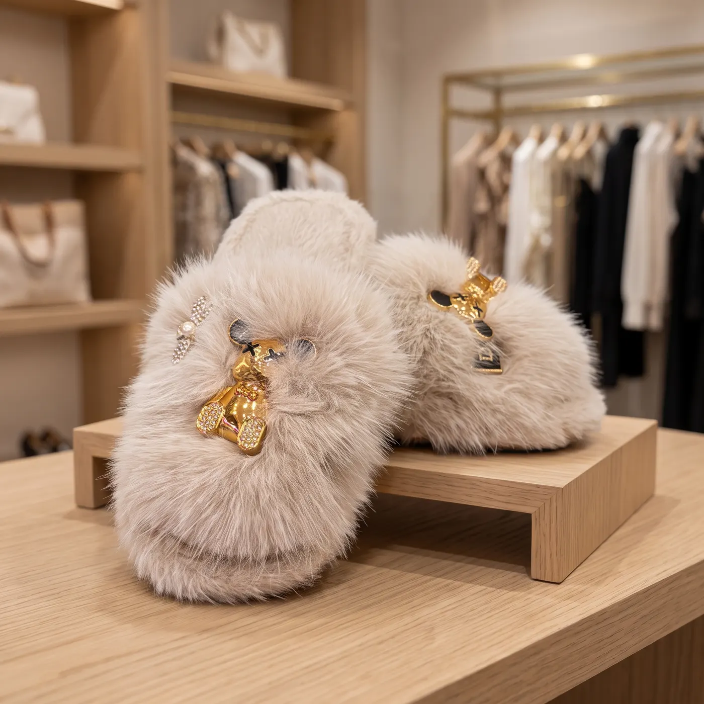 Mules Fluffy Ours Bijou & Trèfle 2