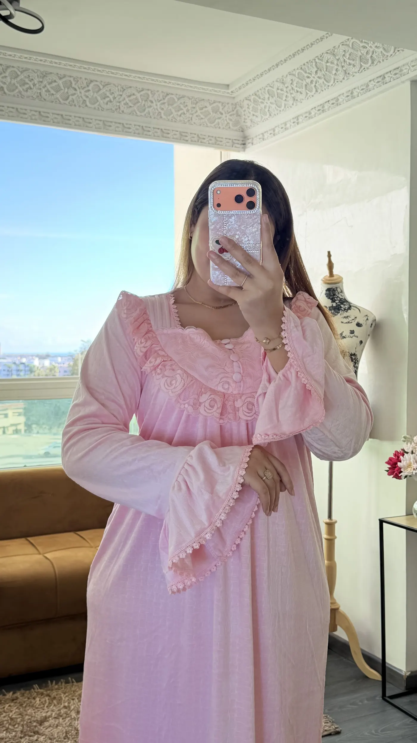 Robe d'Intérieur Longue Romantique Dentelle 2