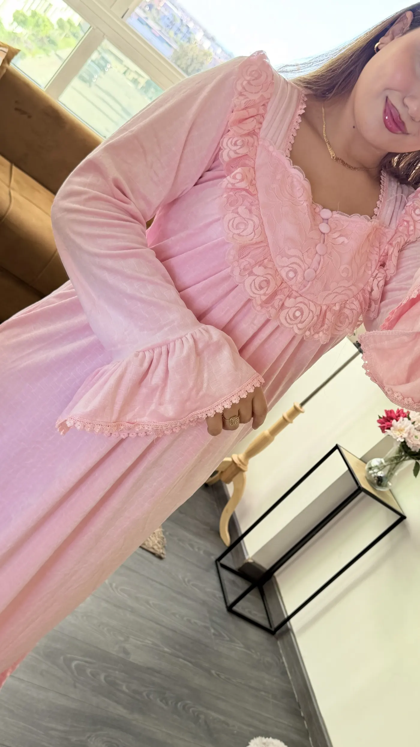Robe d'Intérieur Longue Romantique Dentelle 4