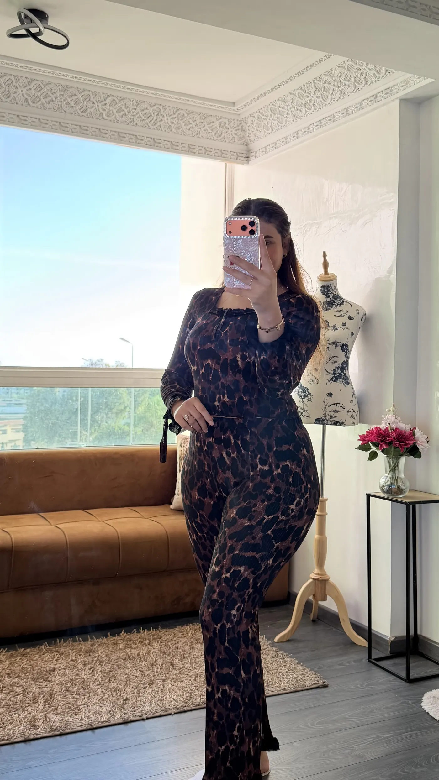 Pyjama 2 Pièces Flare Texturé – Imprimé Léopard Félin