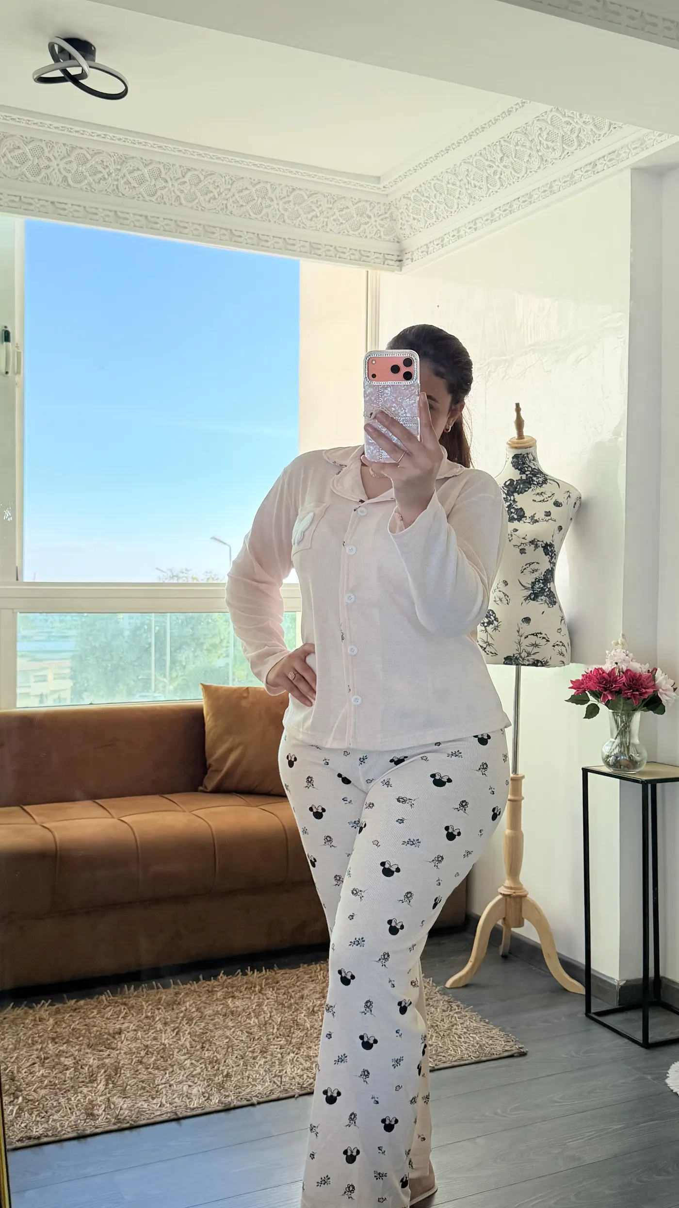 Pyjama Chemisier Côtelé Minnie Mouse – Rose Pêche 2