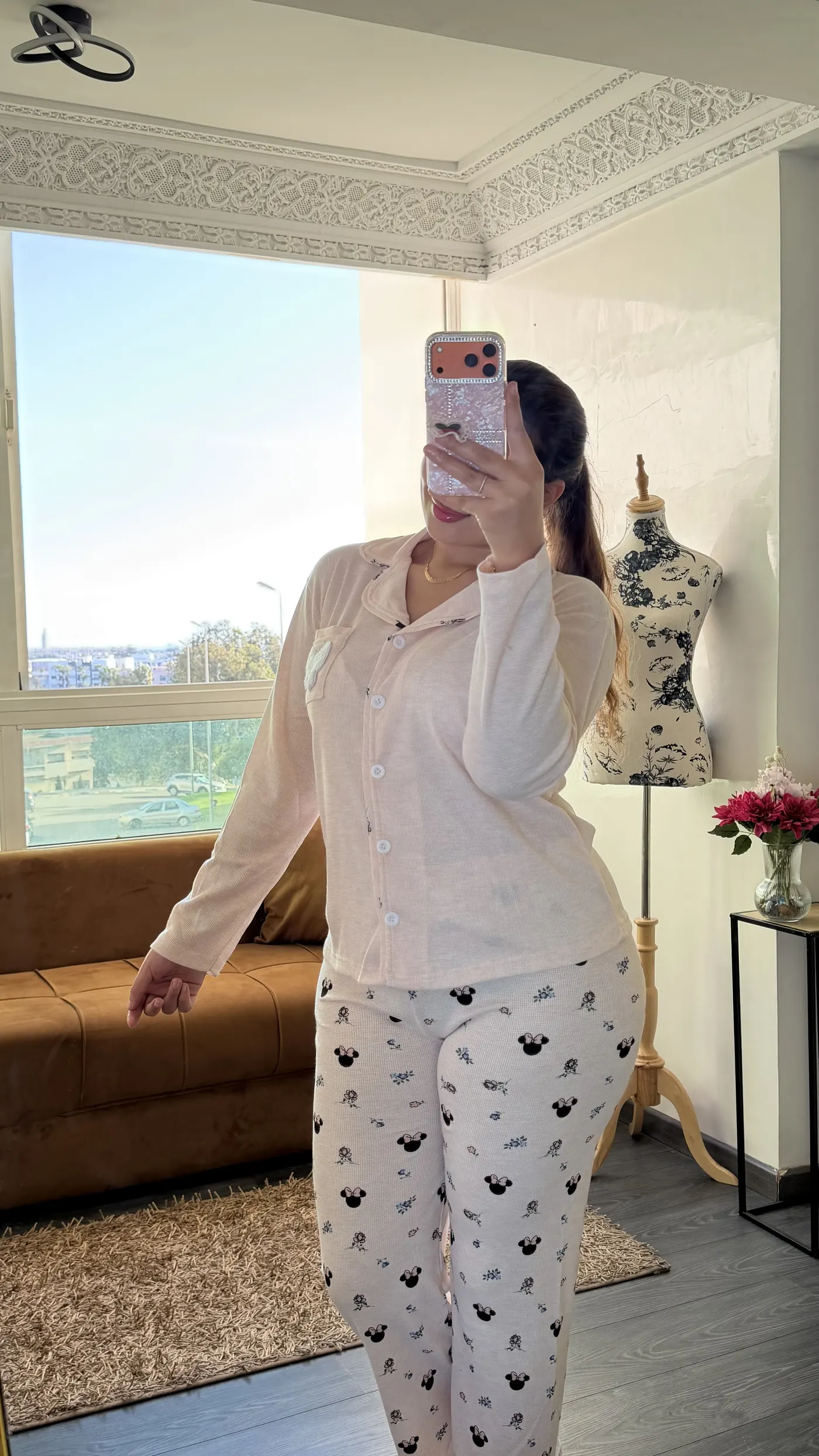 Pyjama Chemisier Côtelé Minnie Mouse – Rose Pêche 4