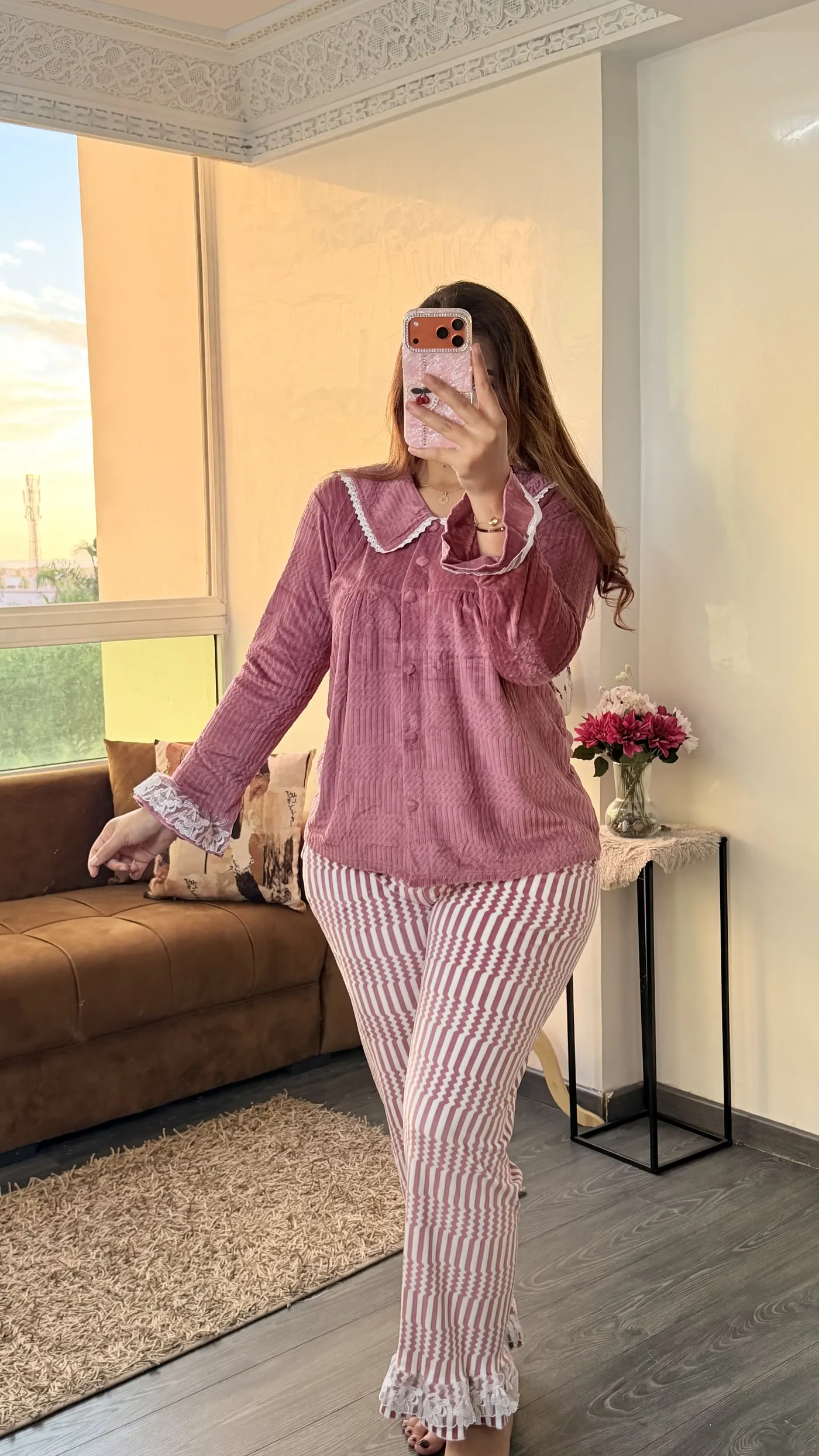 Pyjama Velours « Margaux » Vieux Rose