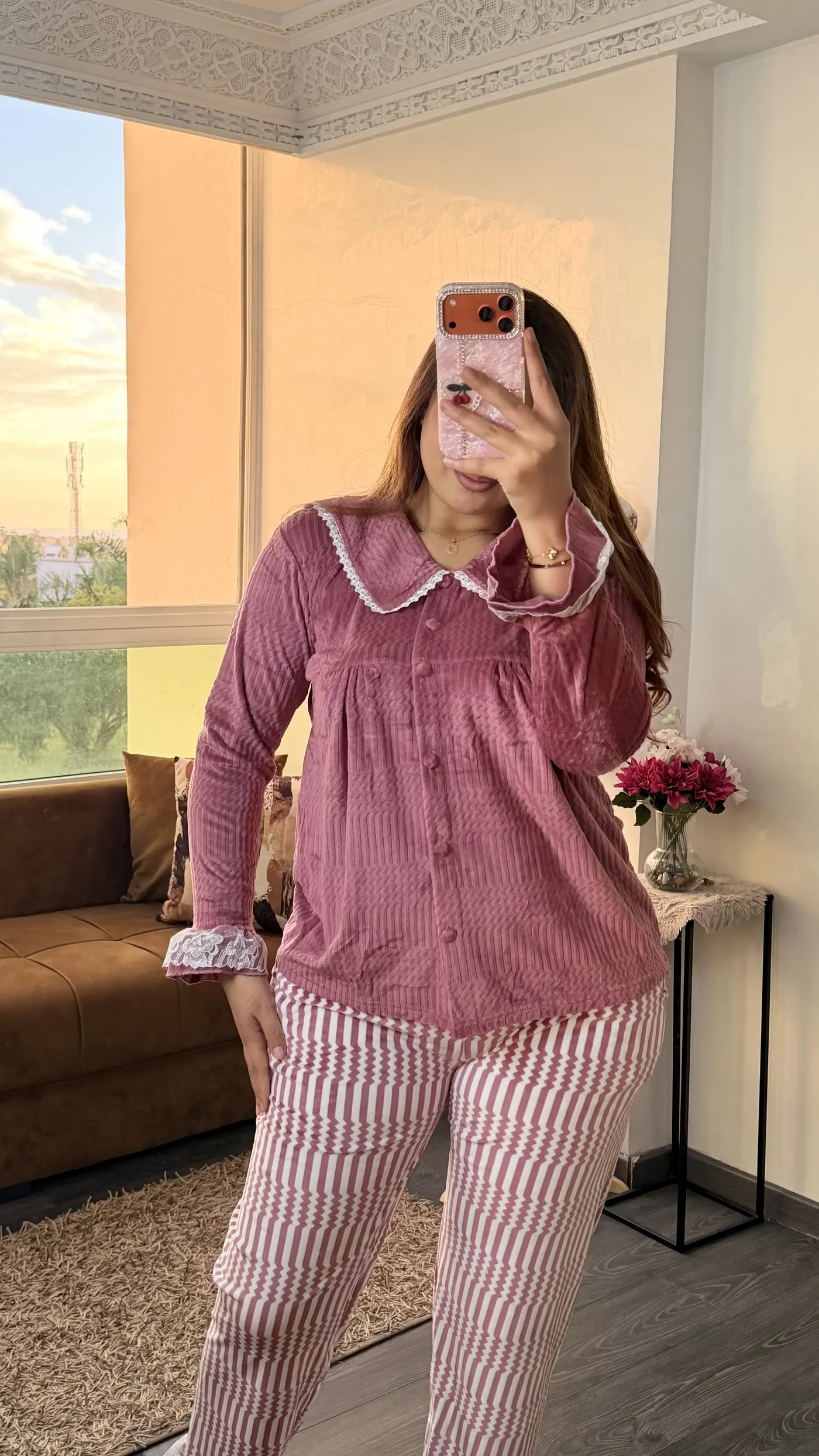 Pyjama Velours « Margaux » Vieux Rose 3