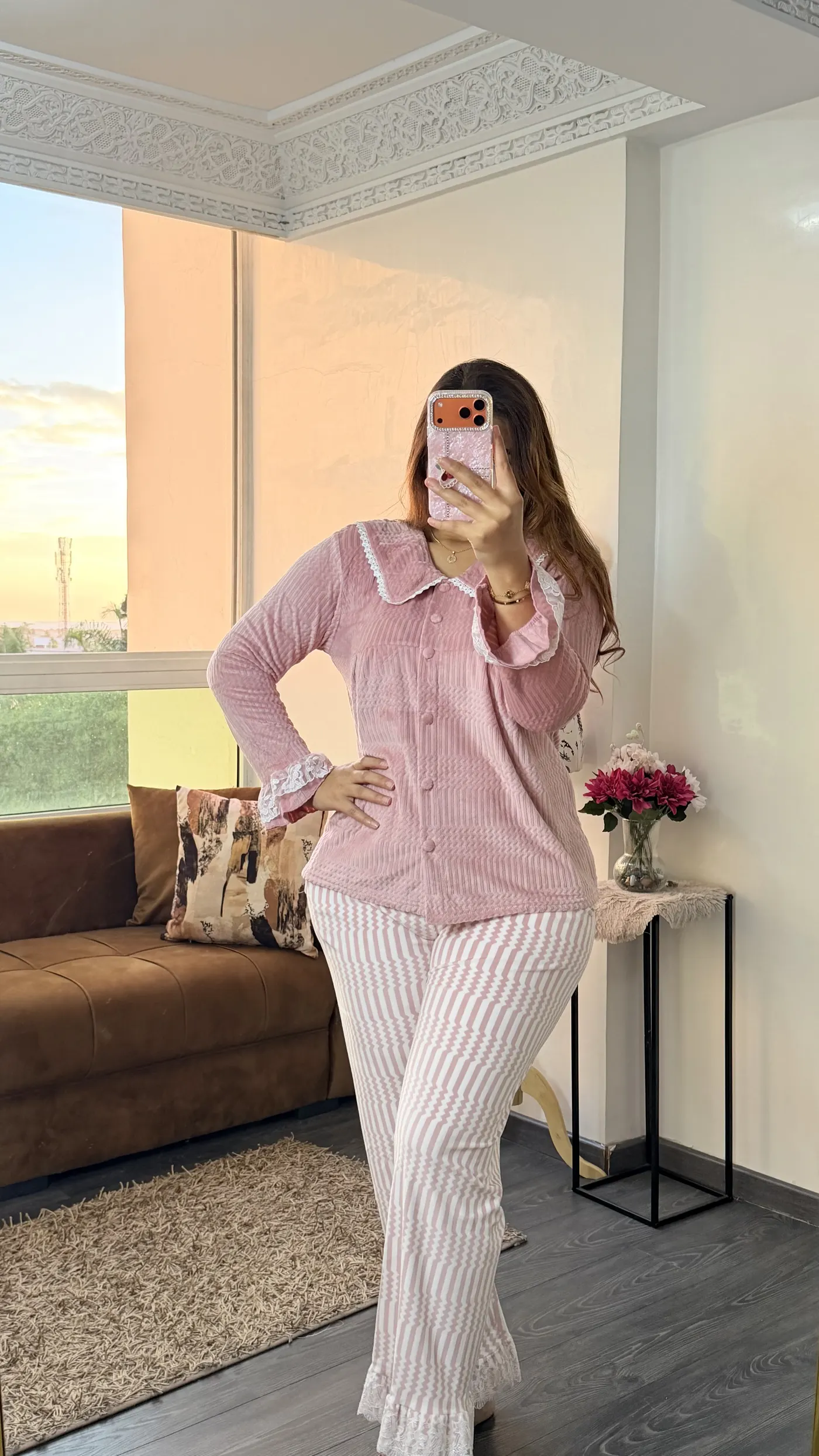Pyjama Velours « Margaux » Rose Poudré 2