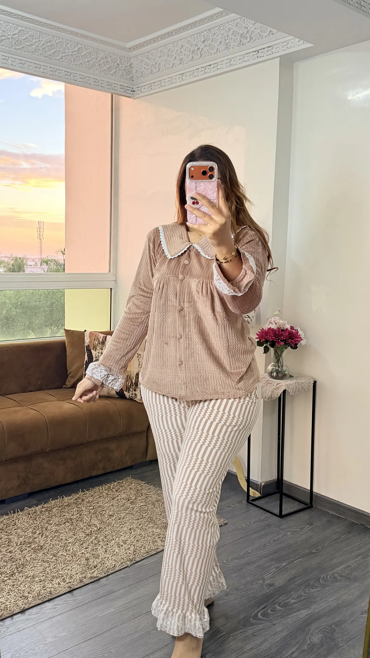 Pyjama Velours « Margaux » Taupe Doré