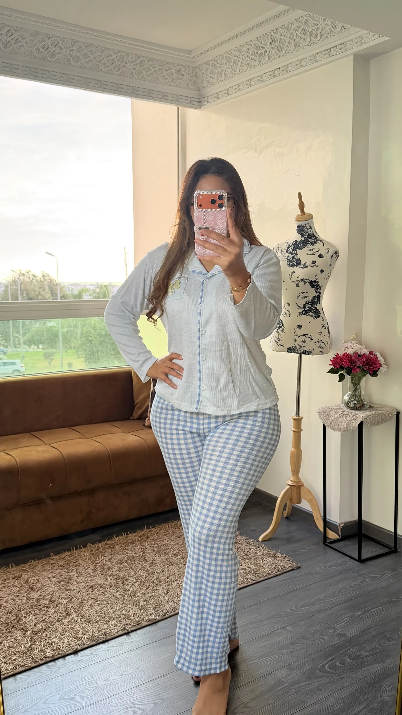 Pyjama Vichy « Azur » Bleu Ciel 2
