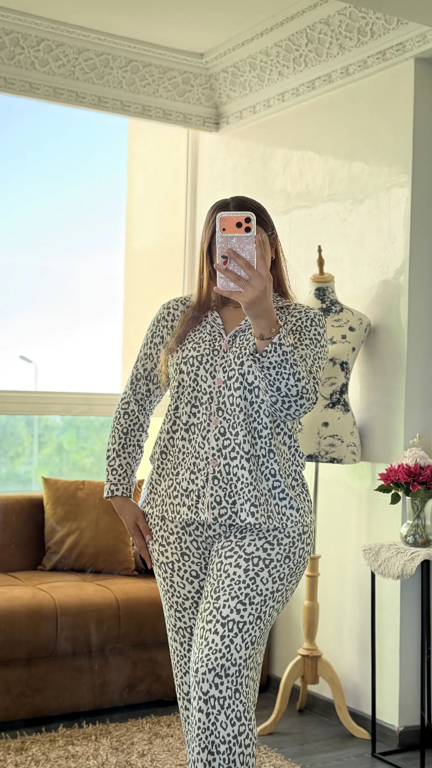 Pyjama Léopard « Savane » Gris Perle 1