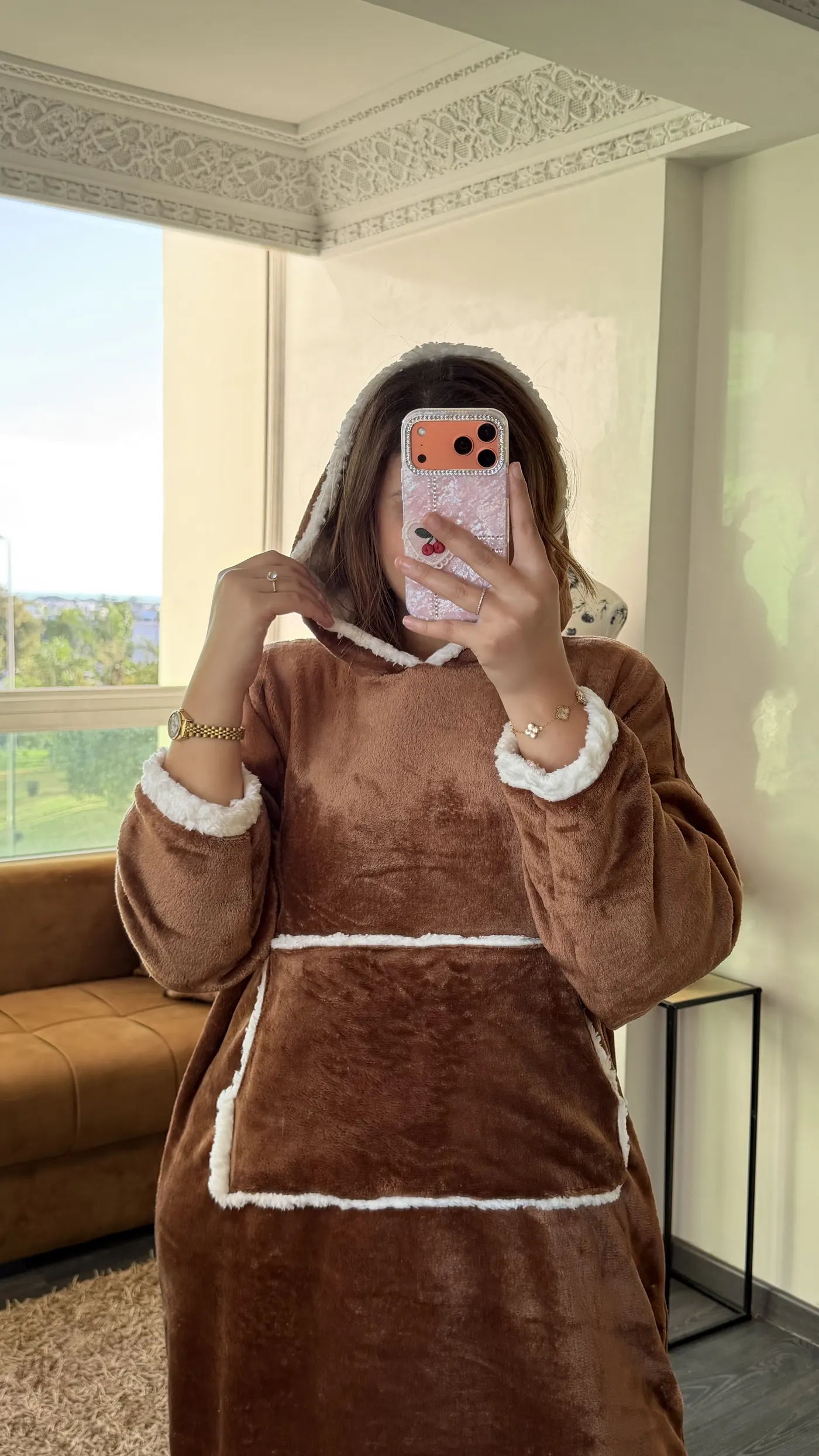 Robe Polaire à Capuche « Cocon Sherpa » Marron Chocolat 1