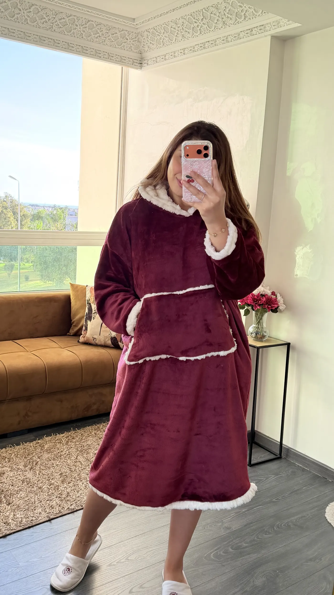Robe Polaire à Capuche « Cocon Sherpa » Bordeaux 2