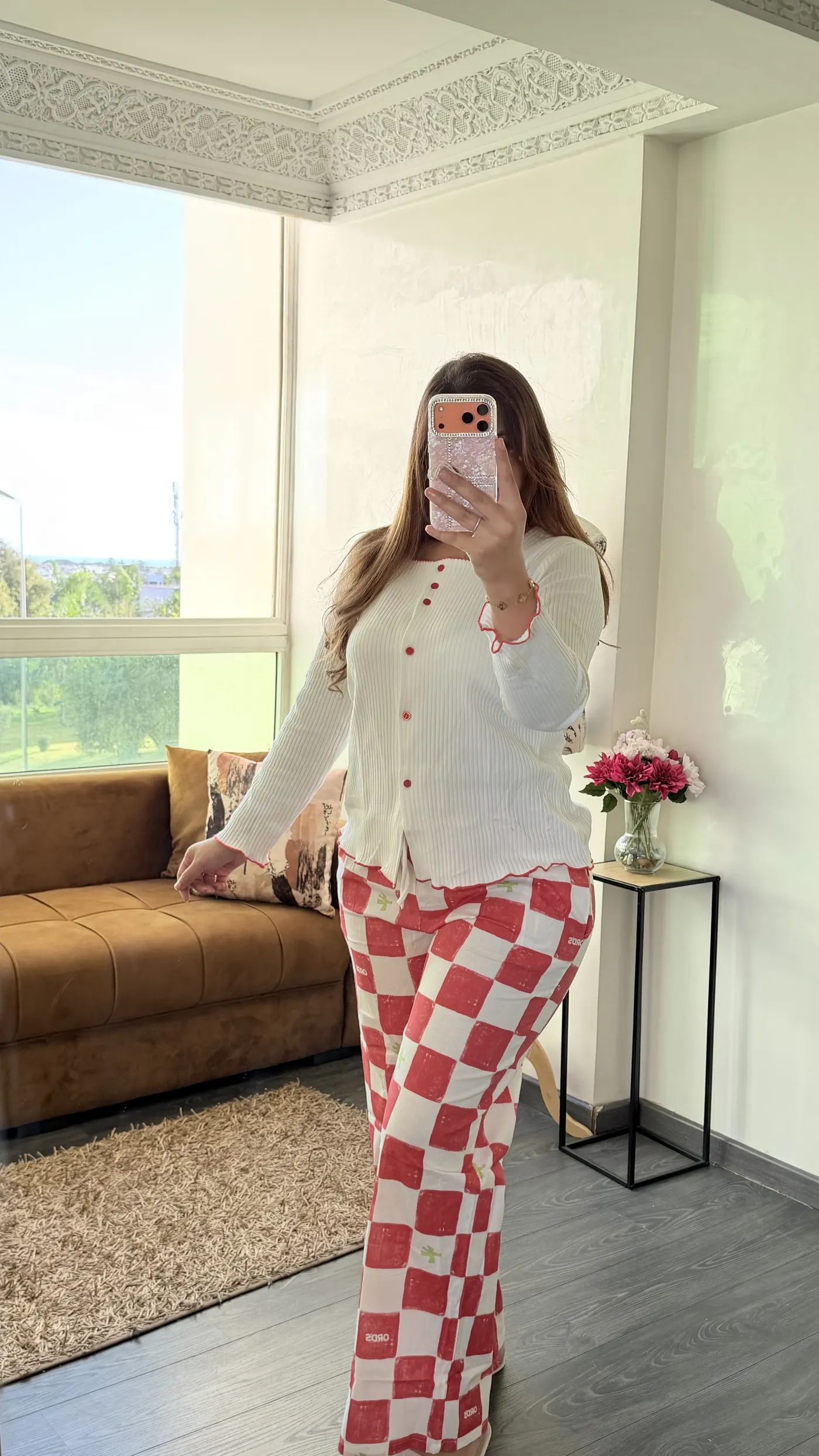 Pyjama Damier « Coquelicot » Rouge