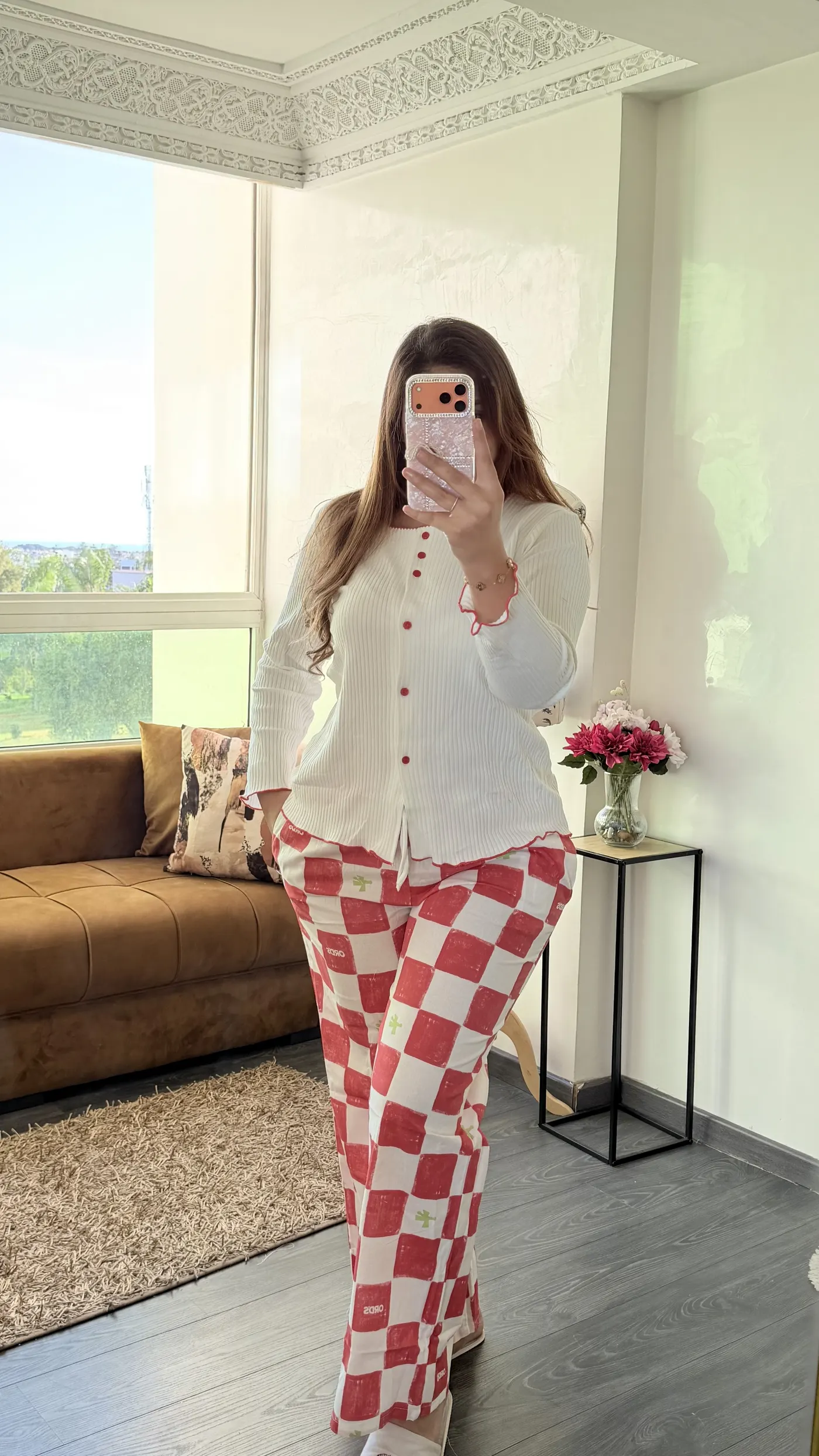 Pyjama Damier « Coquelicot » Rouge 2
