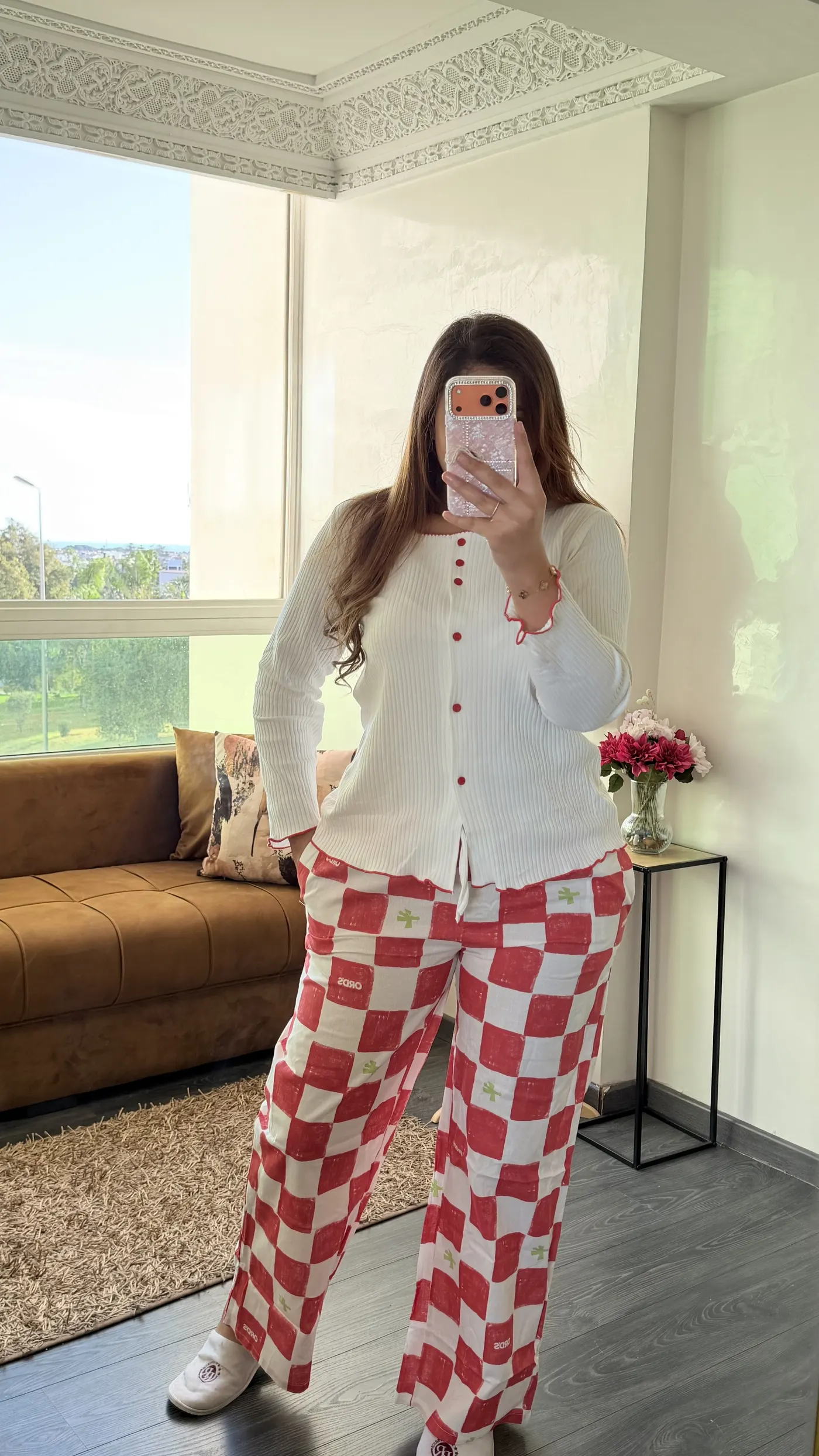 Pyjama Damier « Coquelicot » Rouge 3