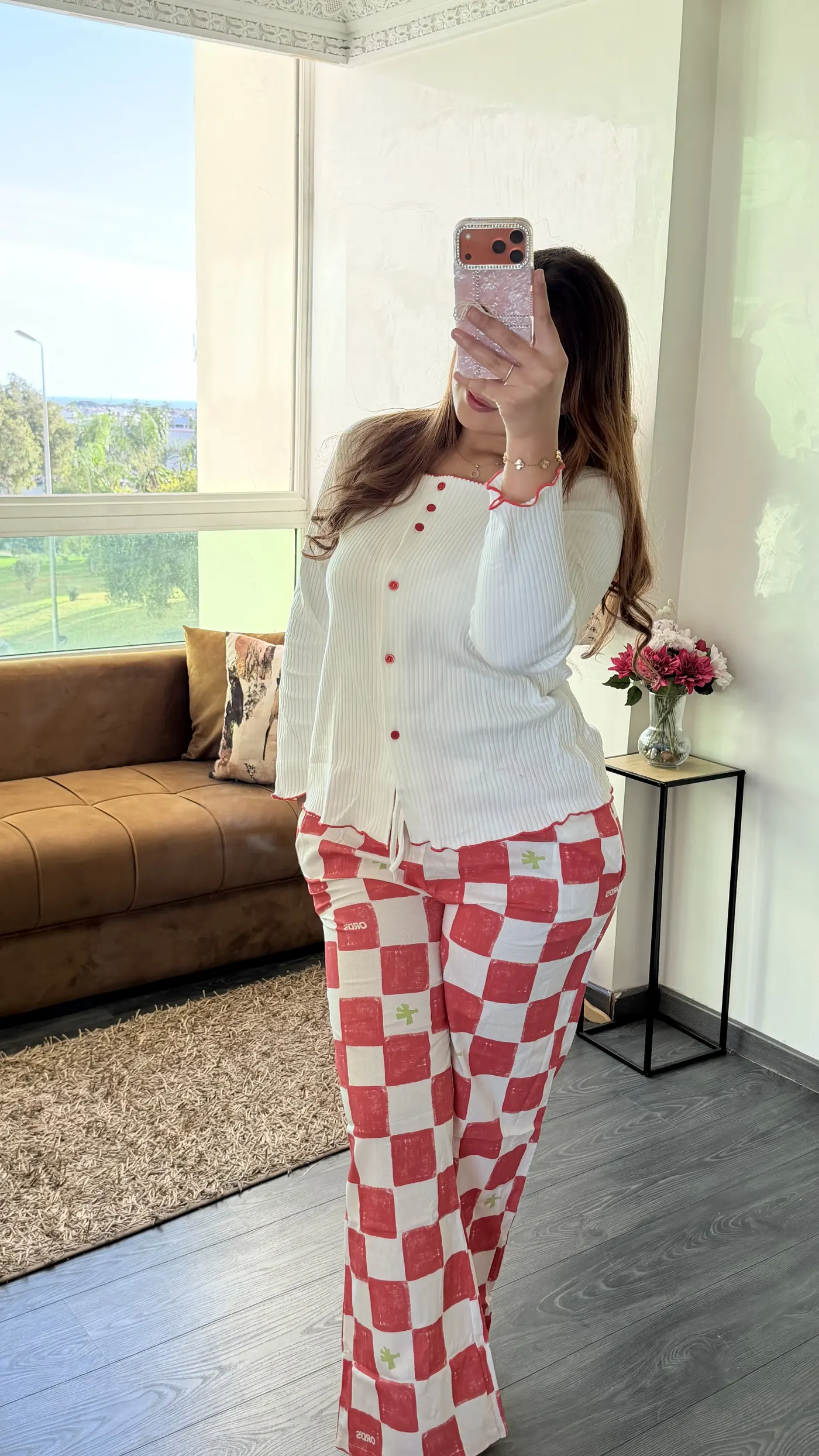 Pyjama Damier « Coquelicot » Rouge 4