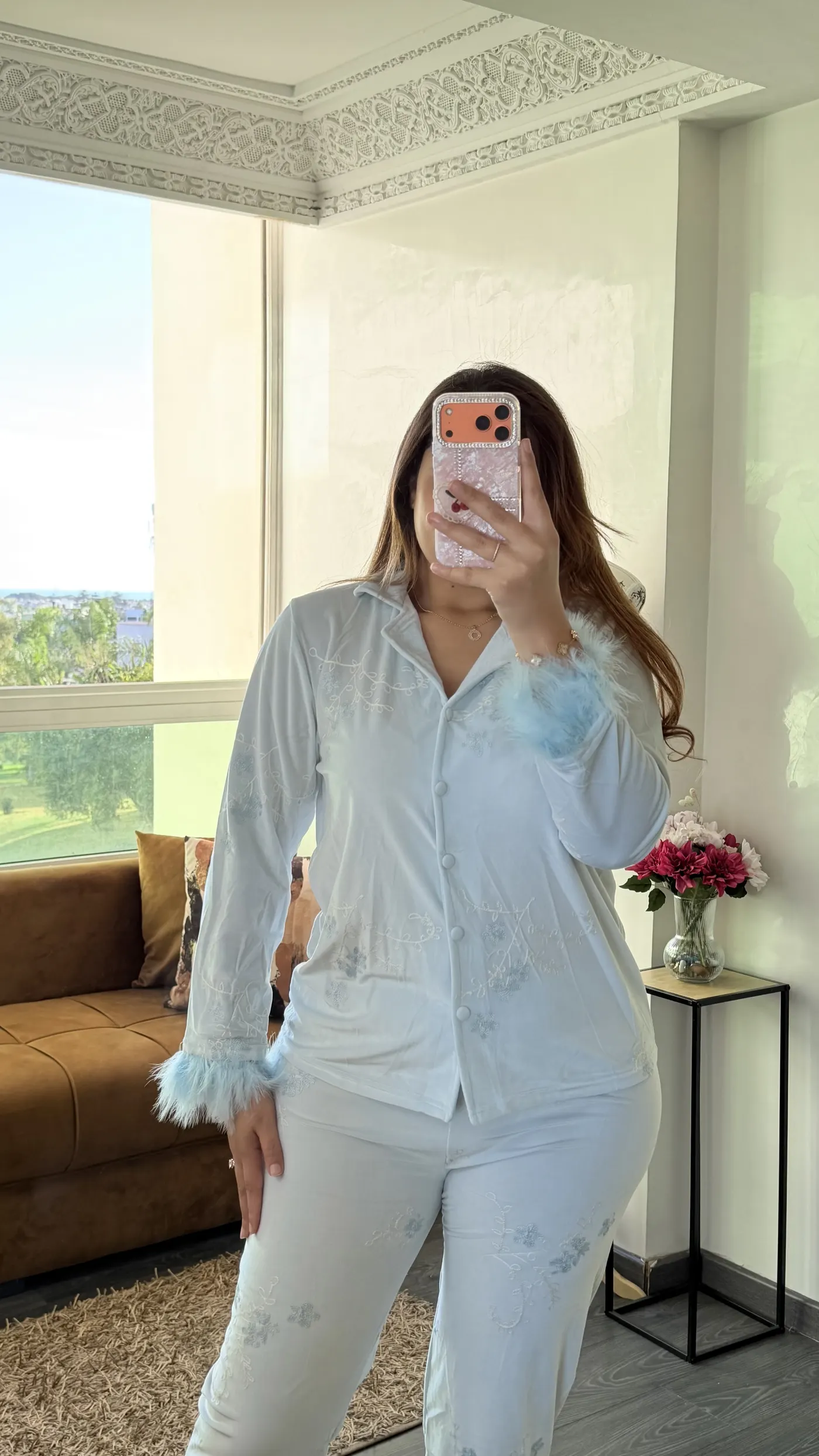 Pyjama Plumes « Séraphine » Bleu Glacier 2