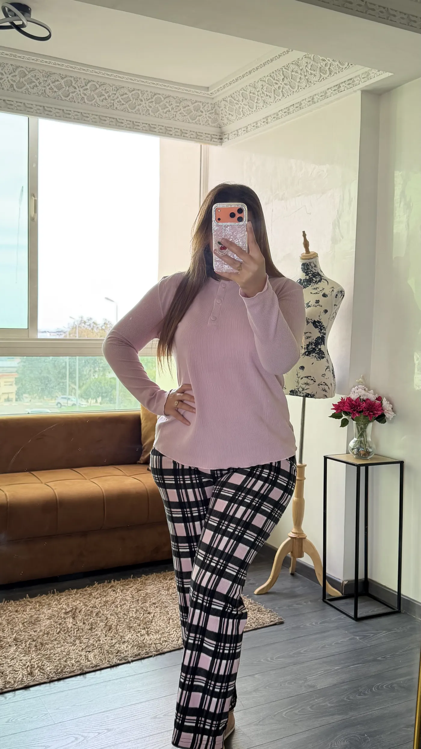 Pyjama Tartan « Highland » Rose Poudré