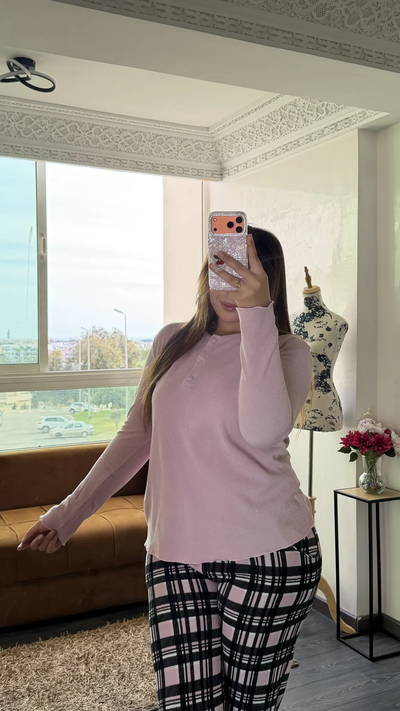 Pyjama Tartan « Highland » Rose Poudré 2