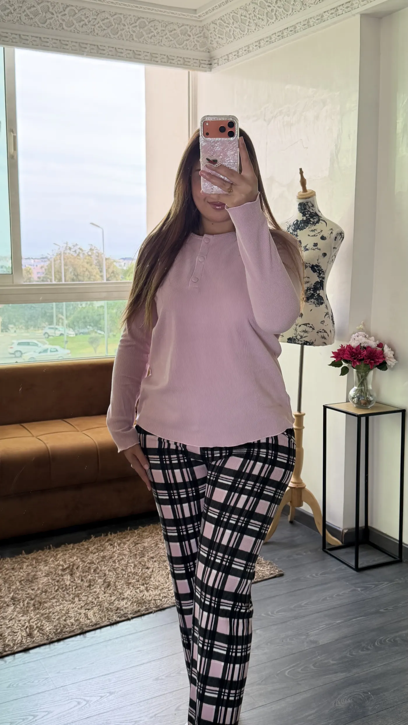 Pyjama Tartan « Highland » Rose Poudré 4