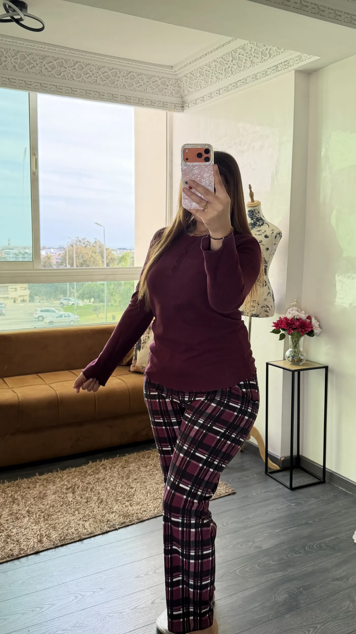 Pyjama Tartan « Highland » Bordeaux