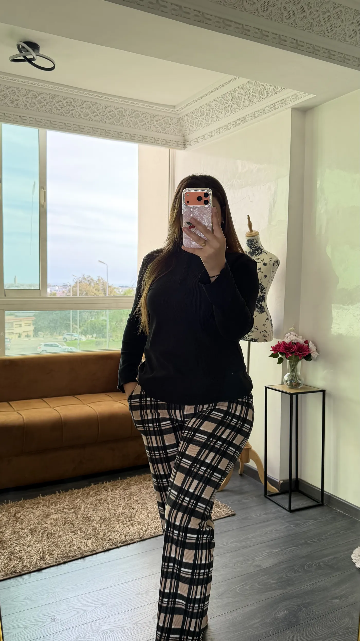 Pyjama Tartan « Highland » Noir & Beige