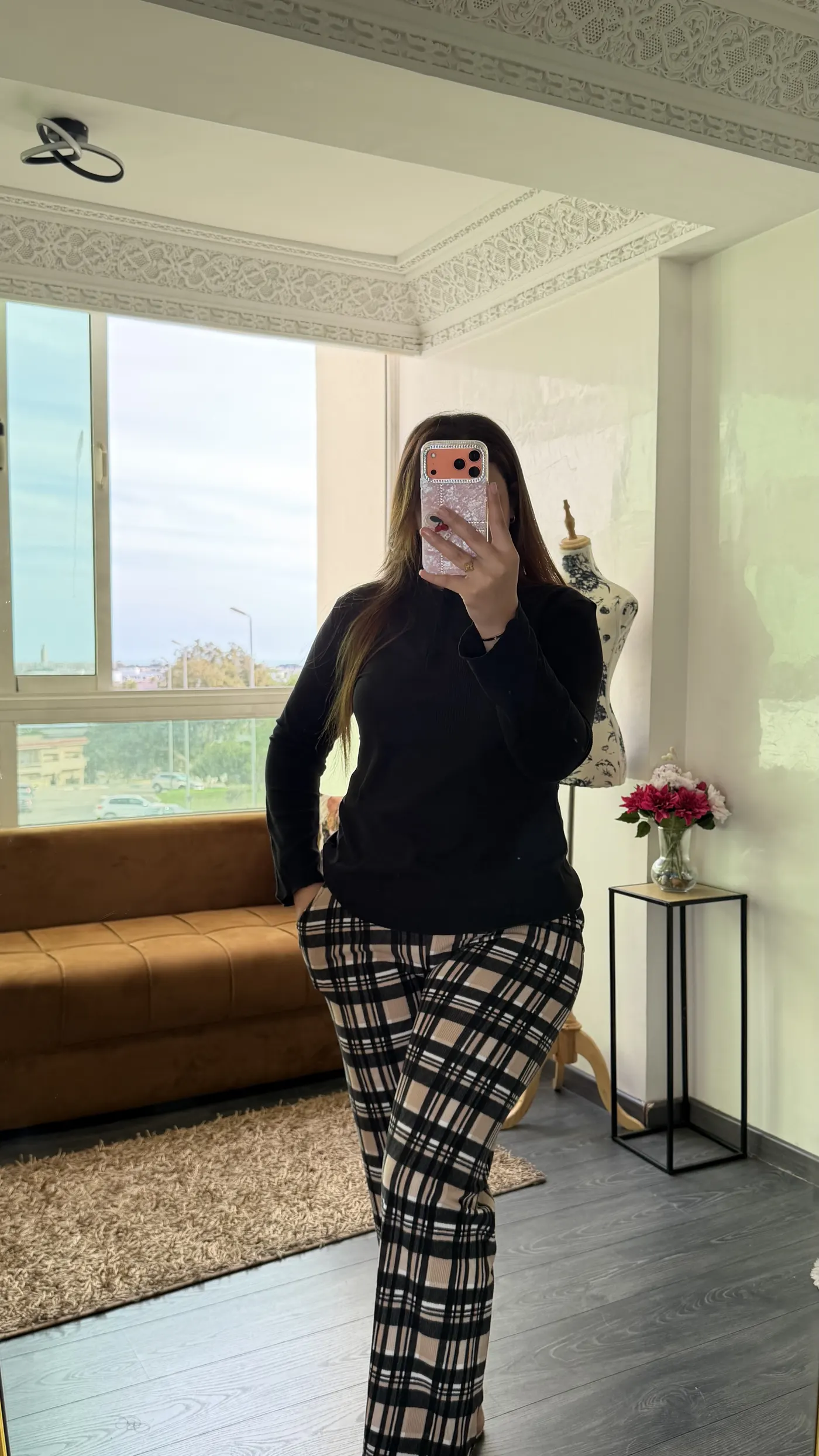 Pyjama Tartan « Highland » Noir & Beige 2